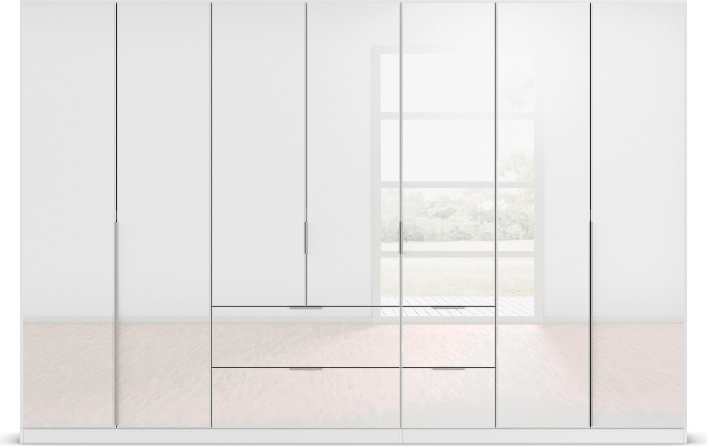 rauch Drehtürenschrank »Kleiderschrank Kleiderschränke Schrank Garderobe AGORDO mit Glasfront«, (in zwei Griff-Farben, Breiten 91-360 cm), mit Außenschubkästen, in 7 Breiten und 2 Höhen MADE IN GERMANY