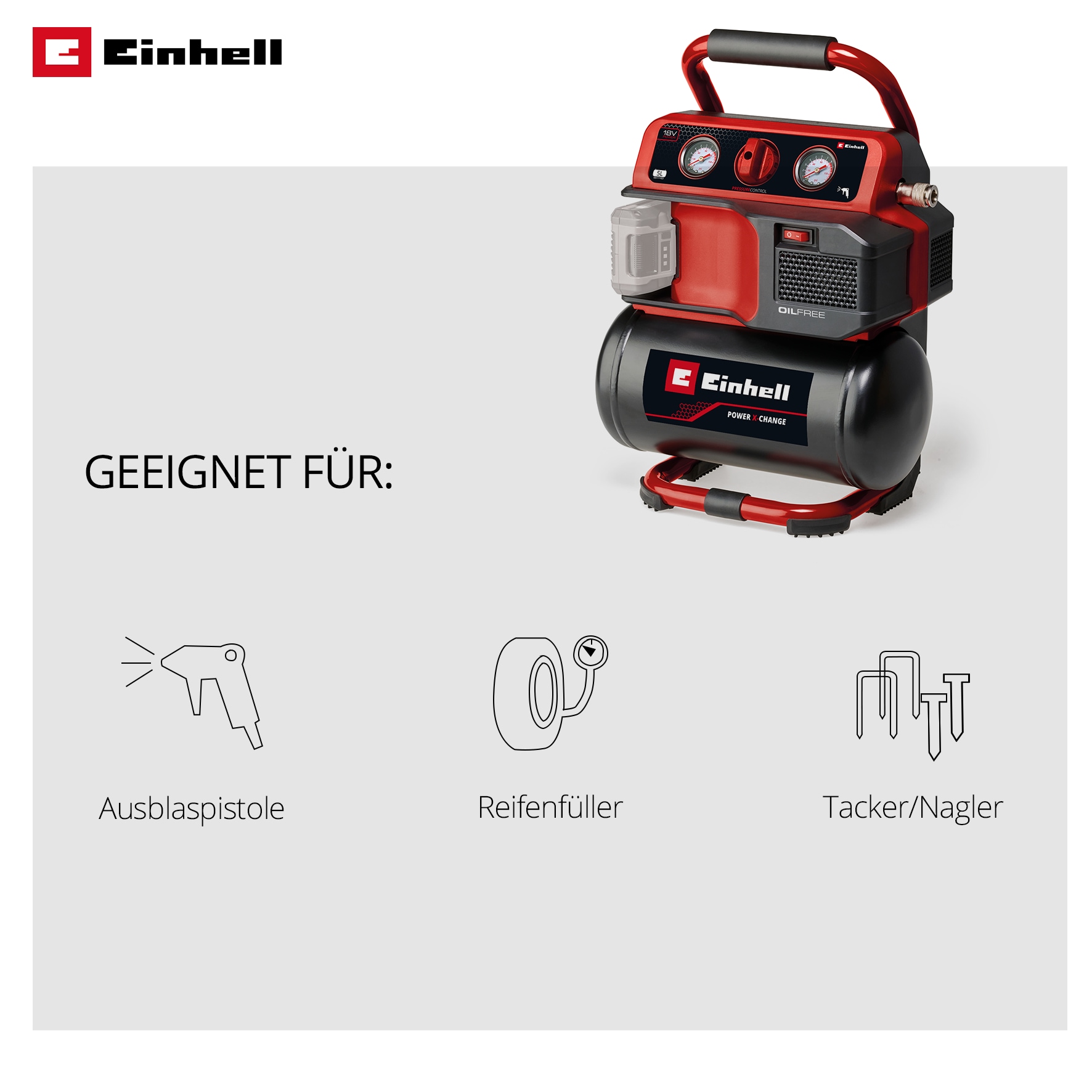 Einhell Kompressor »Akku-Kompressor TE-AC 18/75 Li OF-Solo« ohne Akku und Ladegerät
