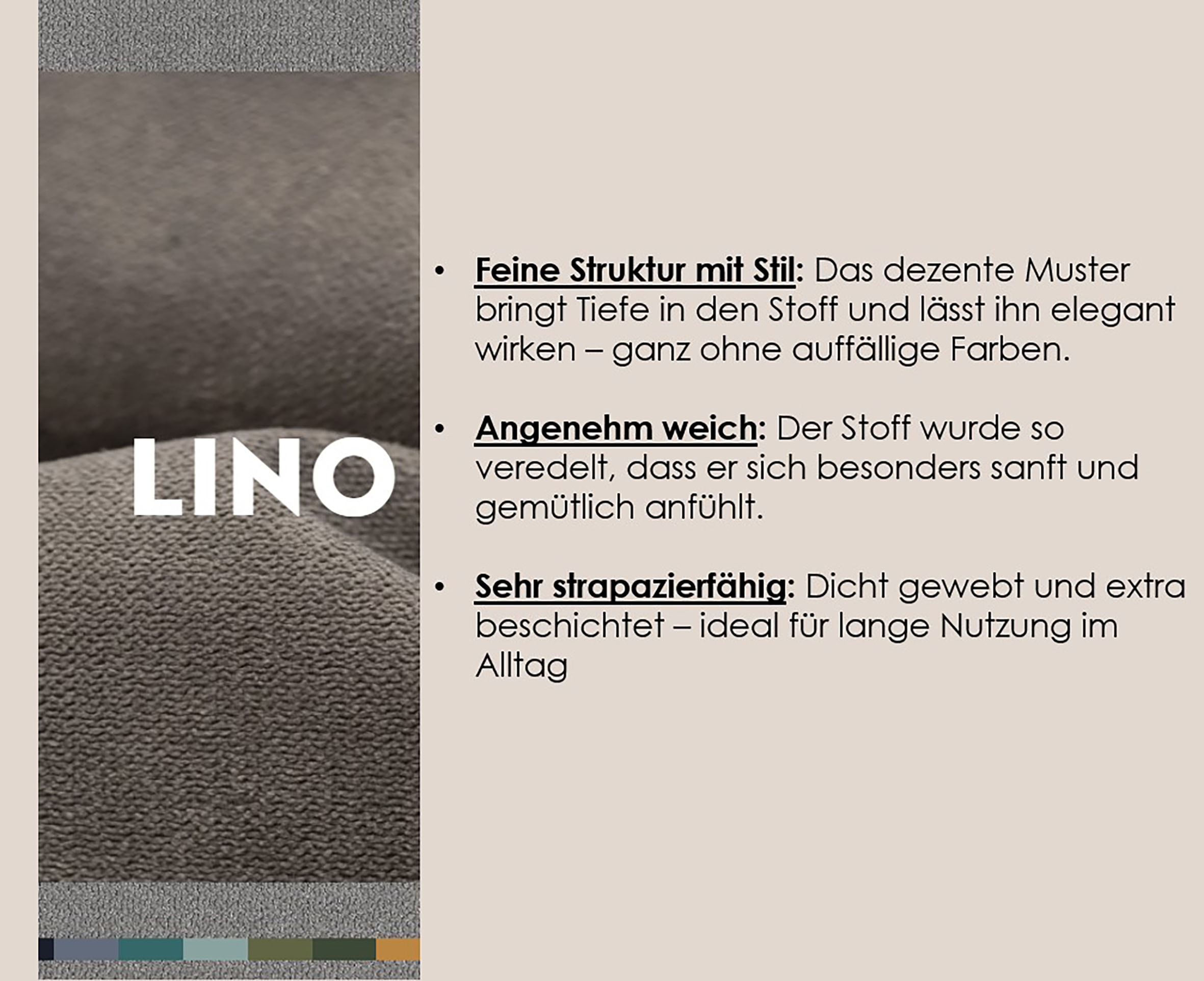Home affaire Ecksofa »Chance, Recamiere beidseitig montierbar, Schlaffunktion, Breite 265 cm« in Struktur fein LINO, mit Schlaffunktion und Bettkasten