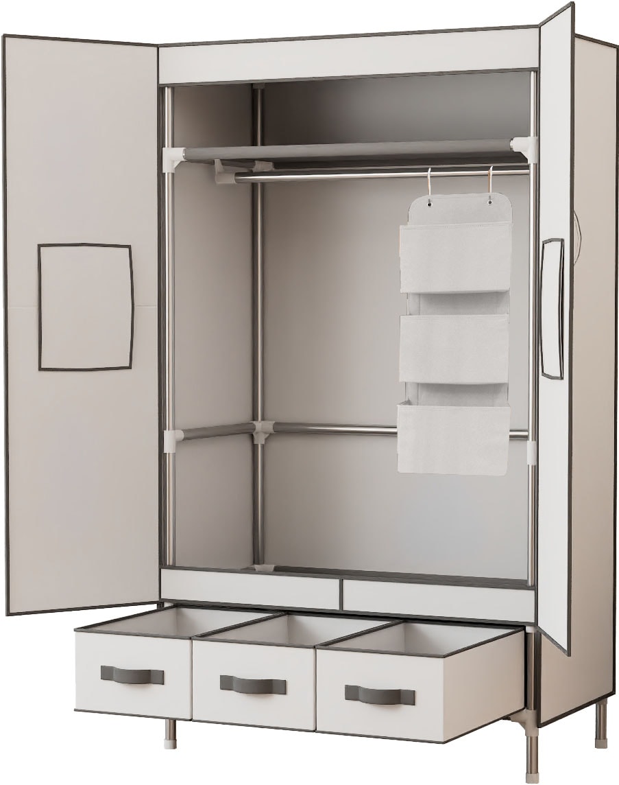 INOSIGN Kleiderschrank »Stockholm Stoffkleiderschrank Bestseller in diversen Ausführungen«, (Stabiler Schrank mit Türen und Schubladen in vielen Breiten), Schlafzimmer Garderobe Schrank Stoffkleiderschrank mit viel Stauraum