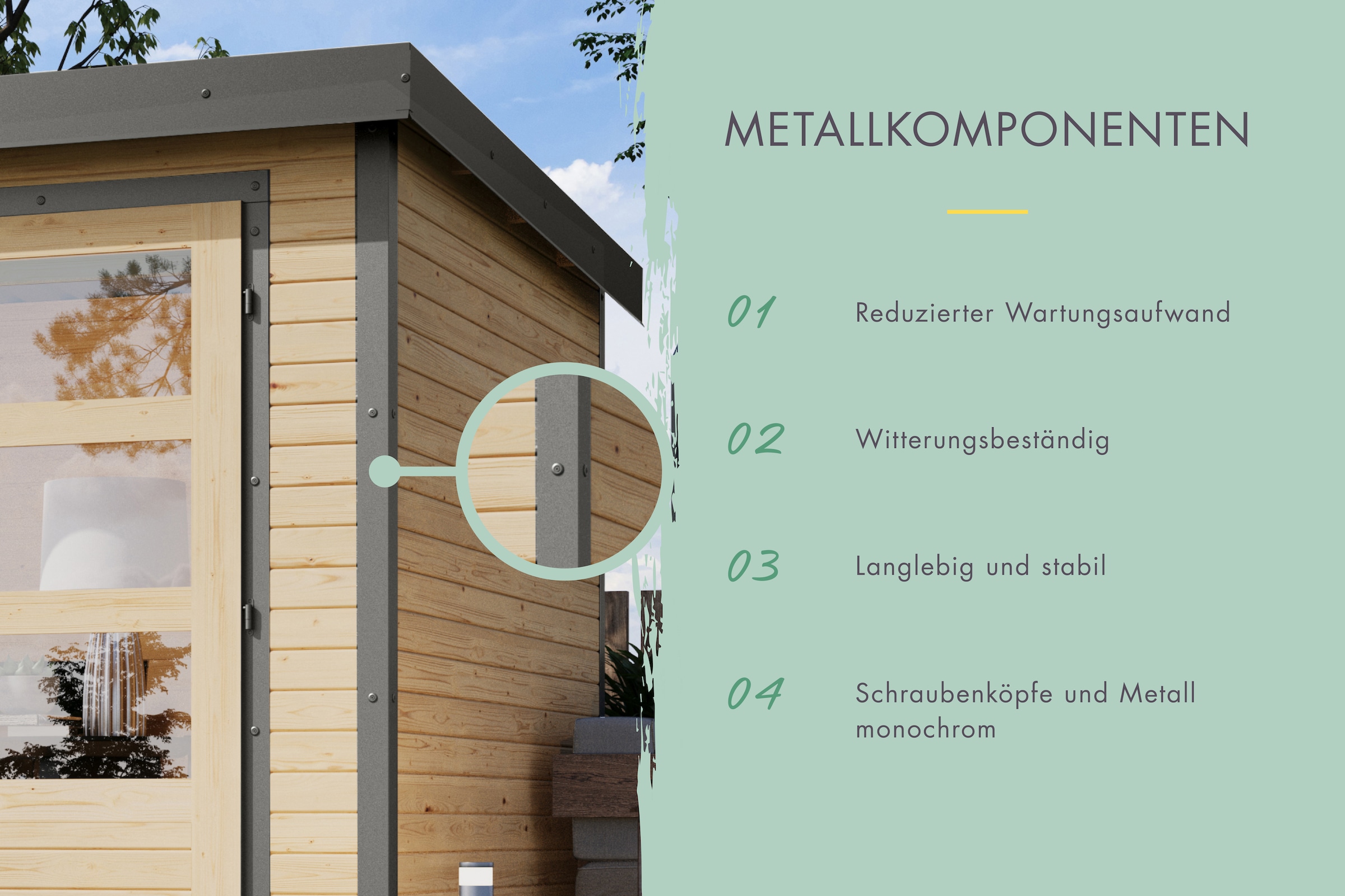 Karibu Gartenhaus »Jupiter 2«, in verschiedenen Farben, mit Anbaudach 2,35 m breit
