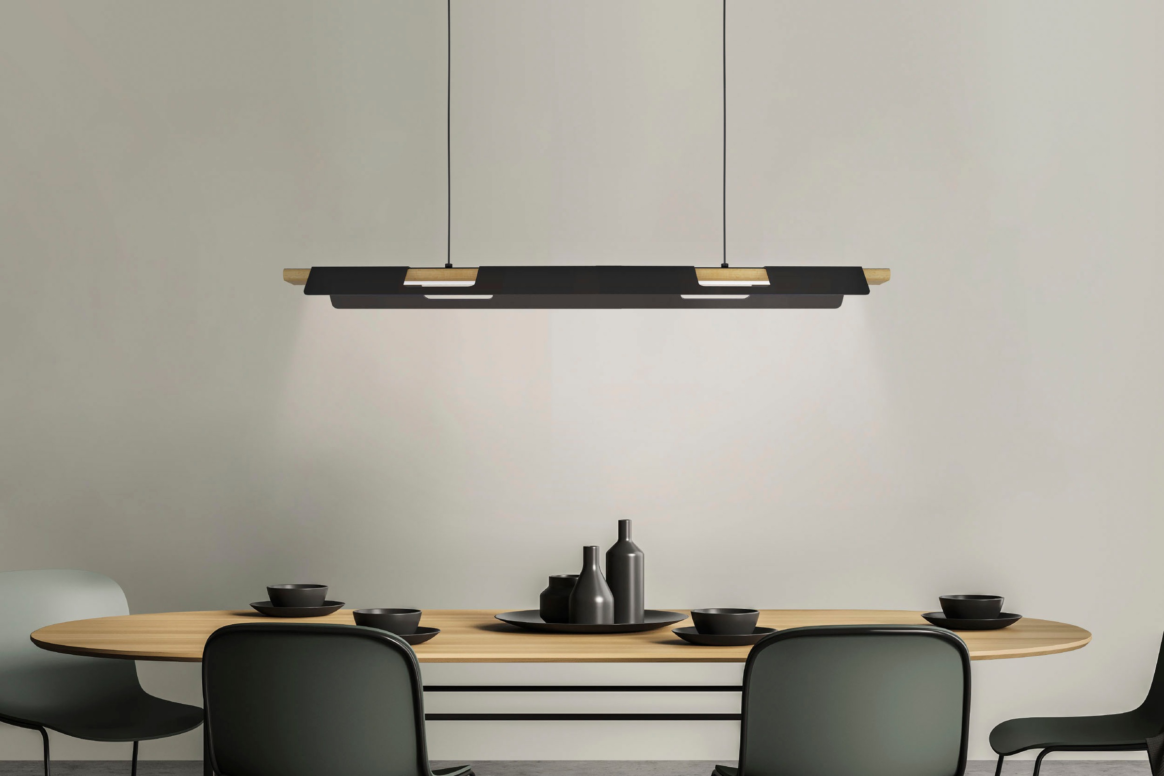 EGLO Hängeleuchte »ERMUA«, Leuchtmittel LED-Modul | LED fest integriert, Hängeleuchte in schwarz und braun aus Stahl, Holz - 27W - Warmweiß
