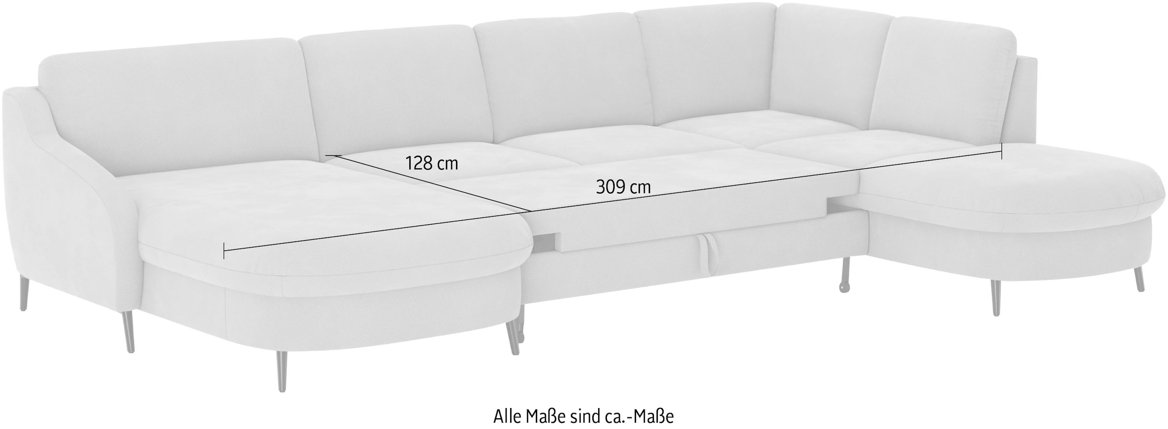 sit&more Wohnlandschaft »Soul U-Form«, wahlweise mit Bettfunktion und Bettkasten oder Schubkasten