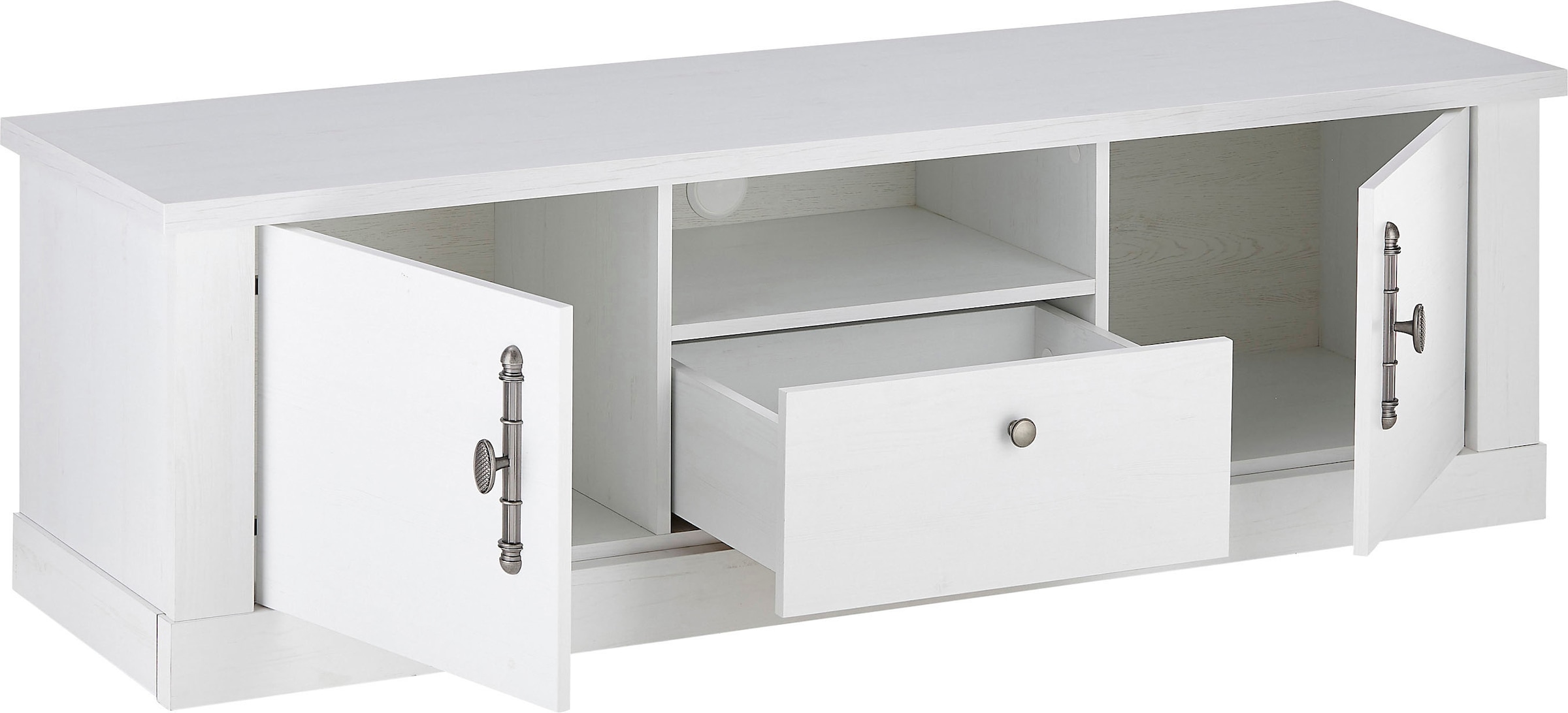 Home affaire Lowboard »RAVENNA«, im romantischen Landhausstil, Griffe aus Metall, Breite 155 cm