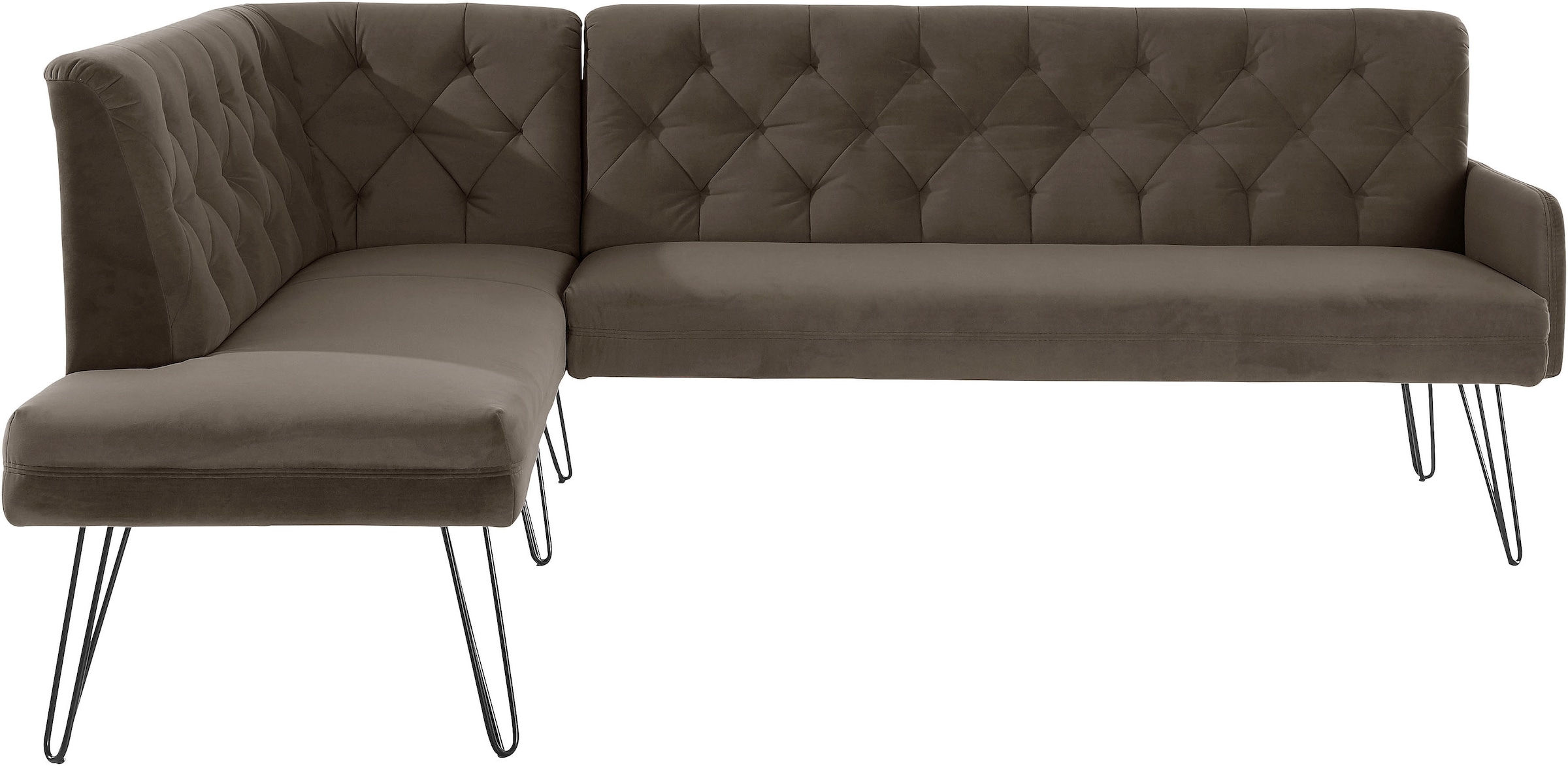 exxpo - sofa fashion Eckbank »Doppio, Chesterfield Optik, komfortabel und bequem, hohe Designfüße«, Frei im Raum stellbar