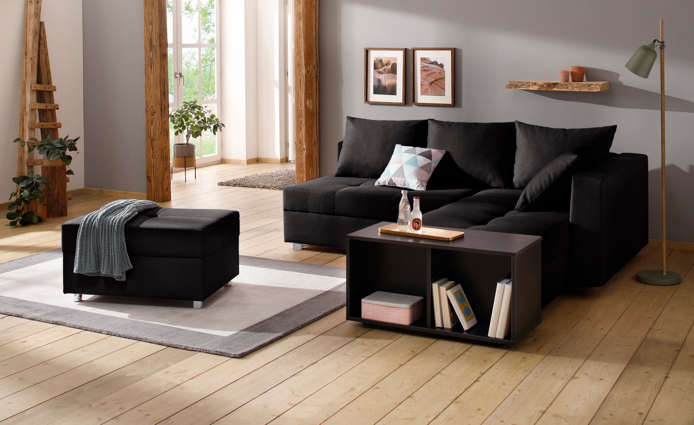 Home affaire Ecksofa »Italia L-Form, B: 217 cm« Bettfunktion, Bettkasten & 1 Zierkissen, Federkern