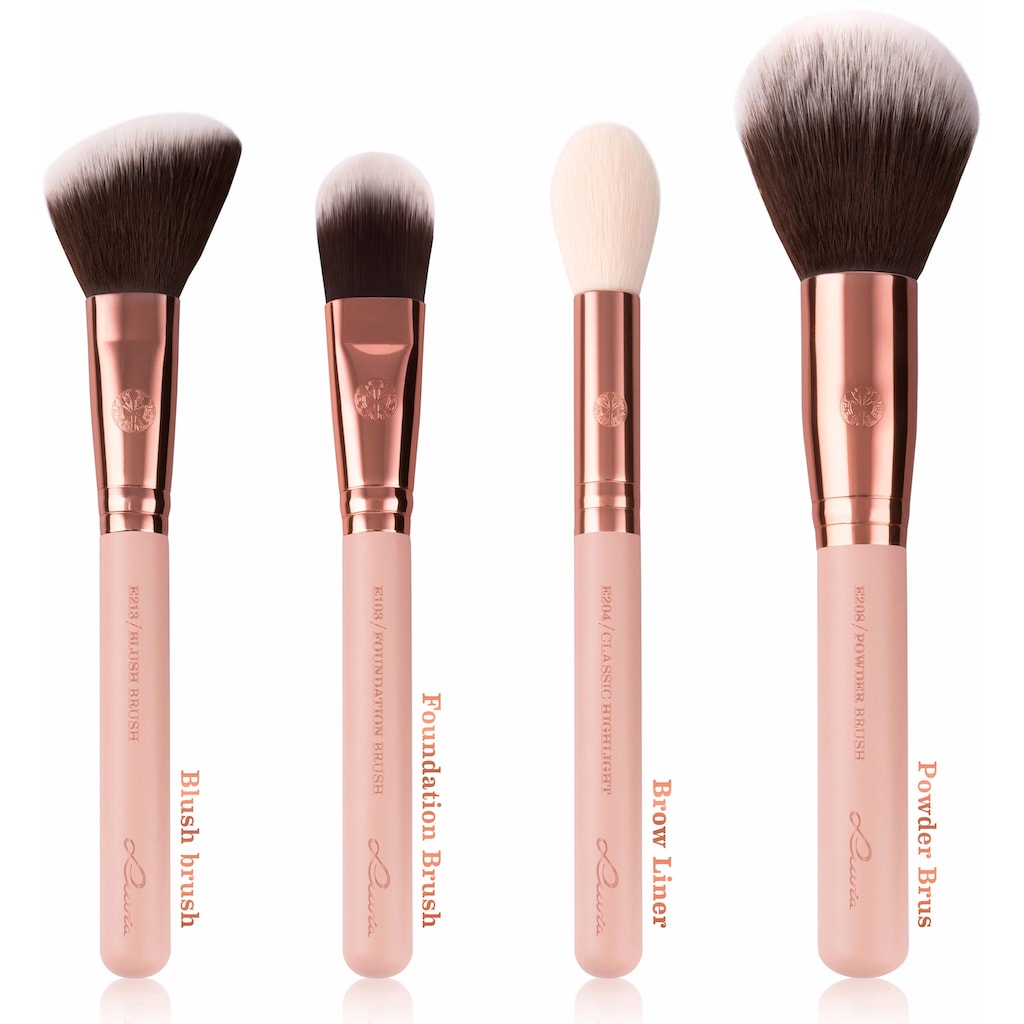 Luvia Cosmetics Kosmetikpinsel-Set »Essential Brushes - Rose Golden Vintage«, (15 tlg., inkl. Pinseltasche)