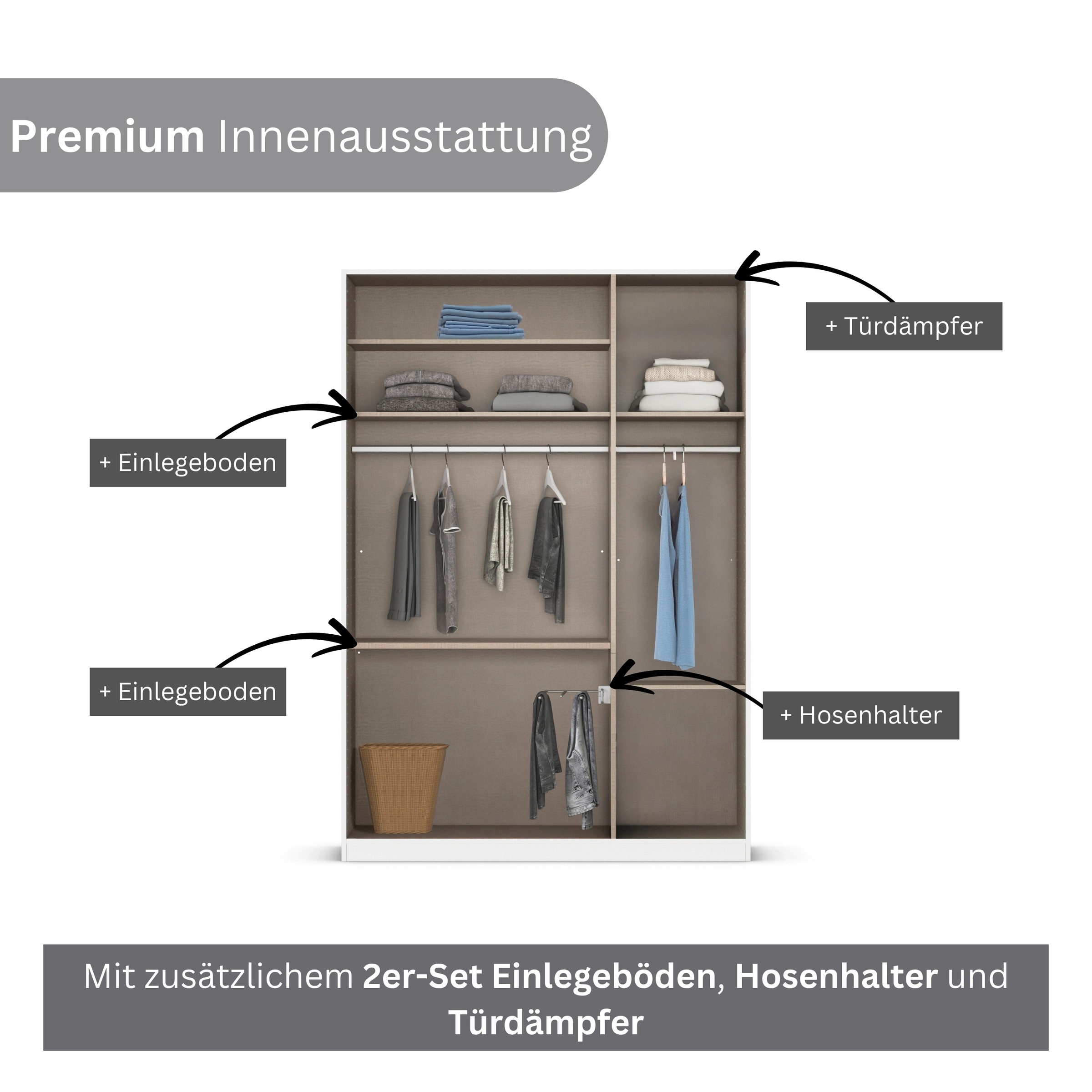 rauch Kleiderschrank »Marlene«, (in 3 verschiedenen Ausstattungen BASIC/CLASSIC/PREMIUM), in 3 Breiten 91/136/181 cm im Landhaus-Stil MADE IN GERMANY