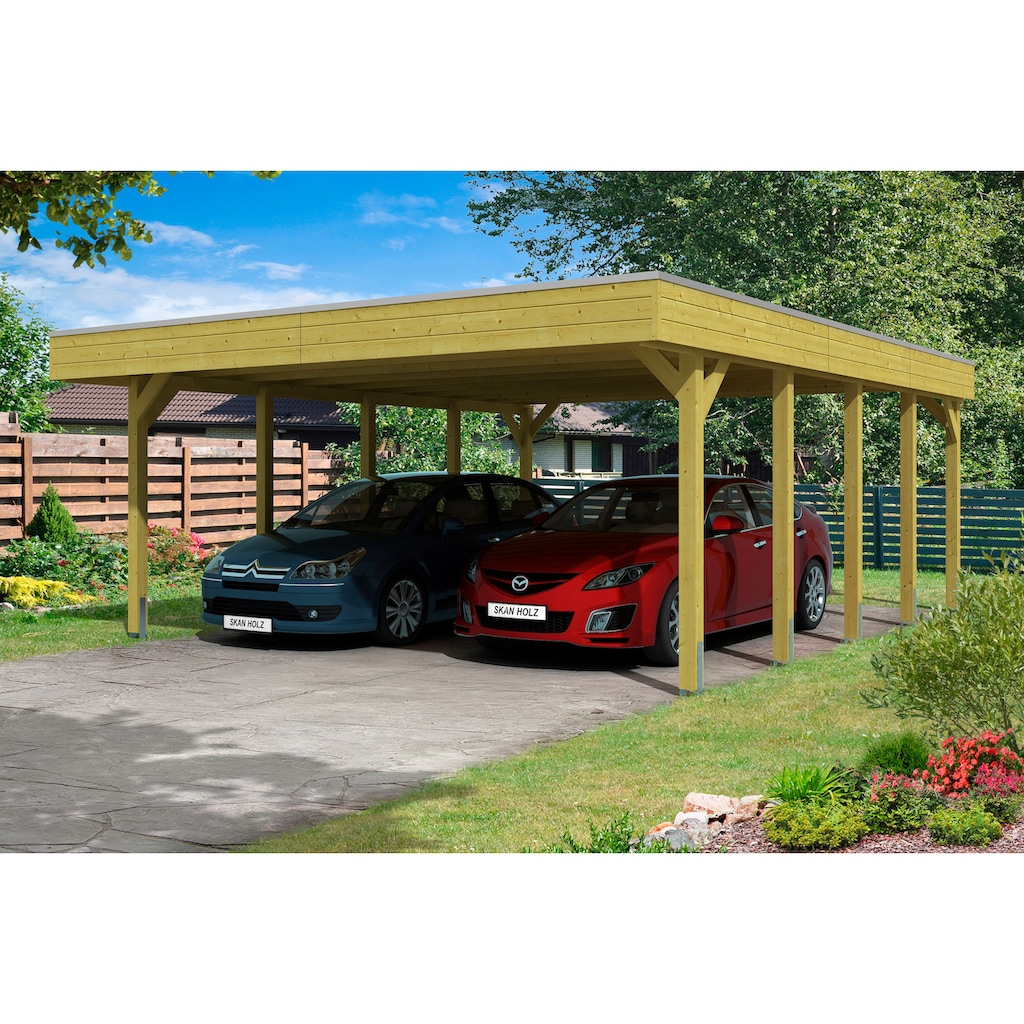 Skanholz Doppelcarport »Friesland«, Holz, 514 cm, grün