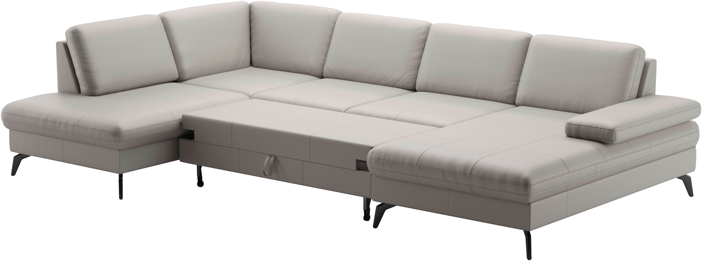sit&more Wohnlandschaft »Morris U-Form, inkl. Sitztiefenverstellung«, wahlweise mit Armteilverstellung, Bettfunktion & Bettkasten