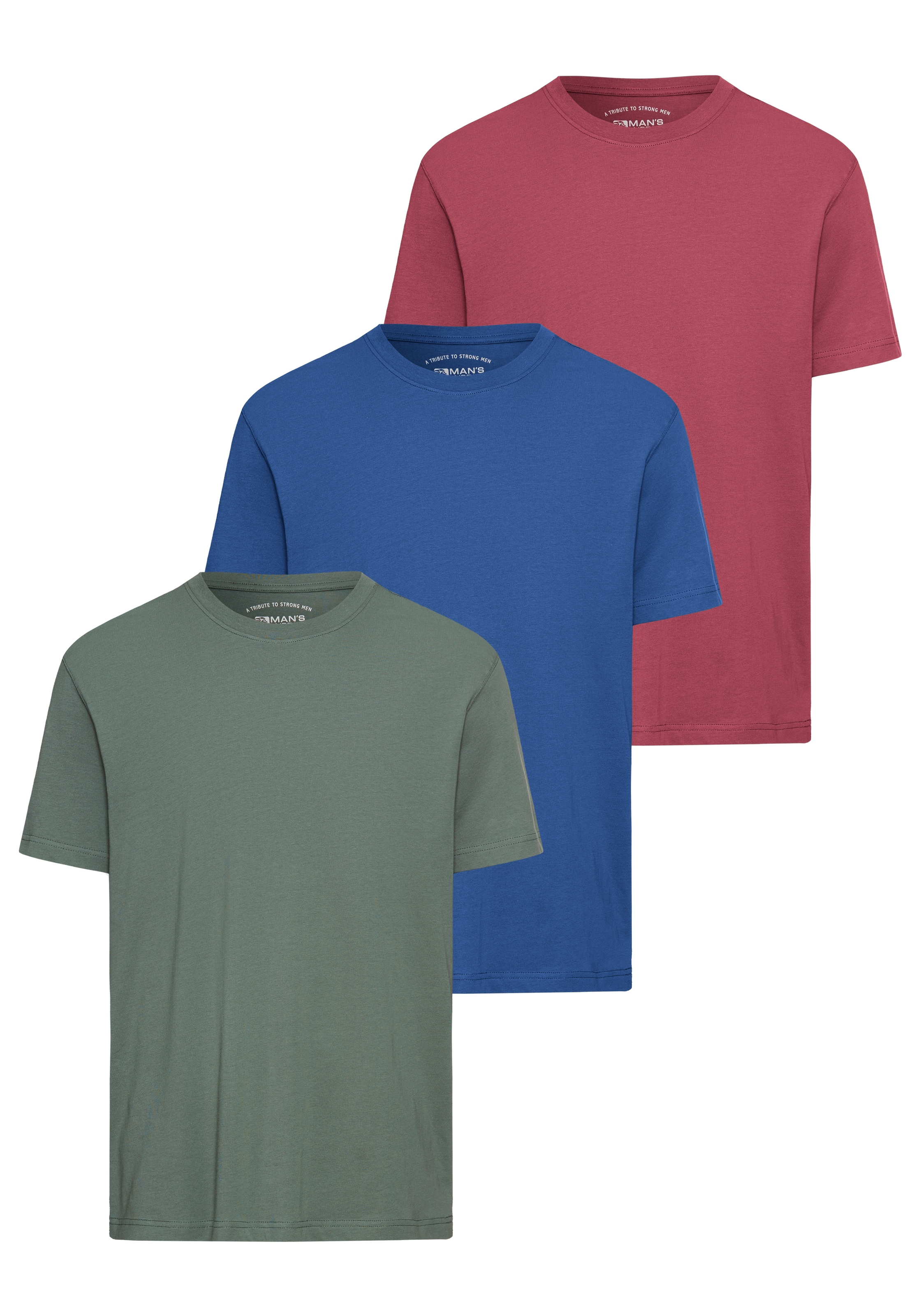 Man's World T-Shirt »neue Farben!«, (3er-Pack), Kurzarm, unifarben, Rundhals, aus Baumwolle