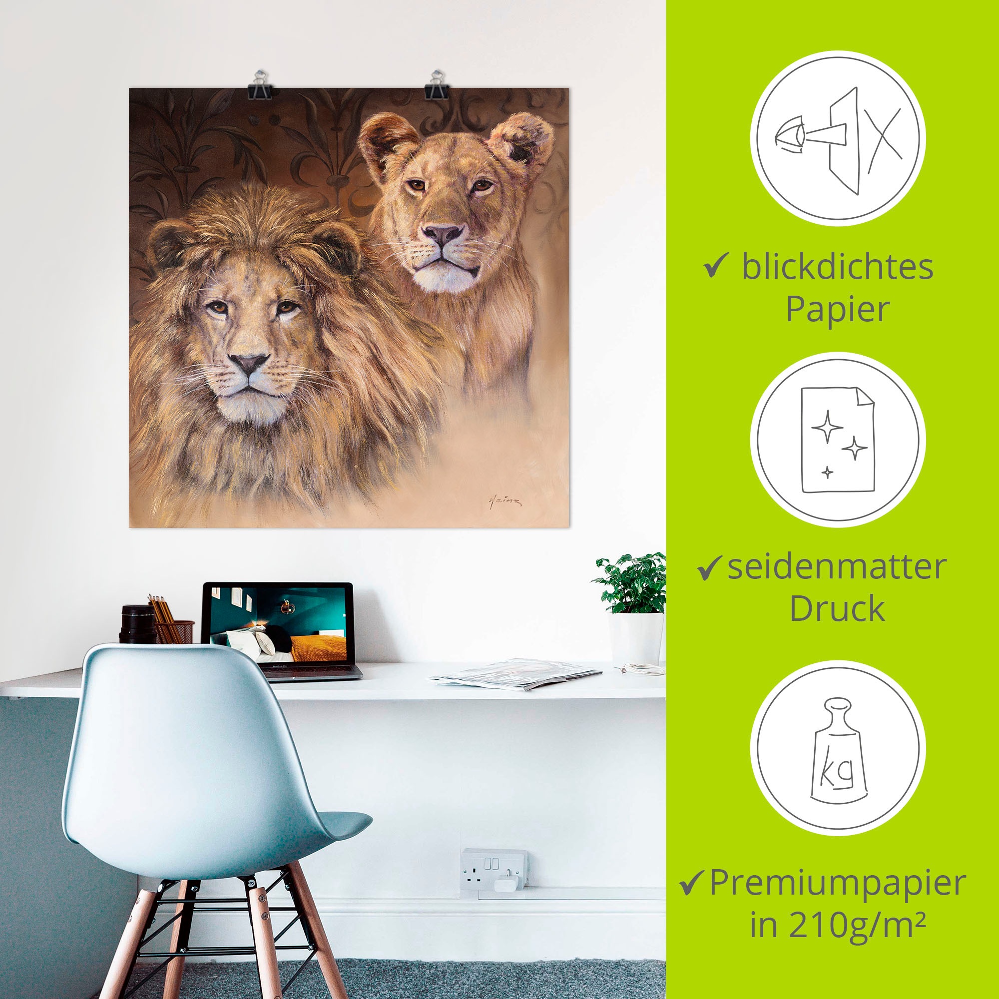Artland Wandbild »Löwen«, Wildtiere, (1 St.), als Alubild, Outdoorbild, Leinwandbild, Poster, Wandaufkleber