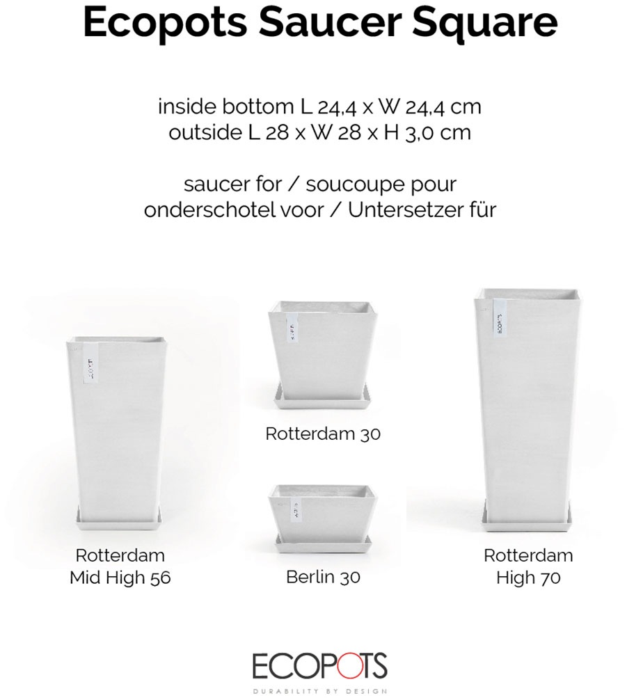 ECOPOTS Topfuntersetzer »Quadratisch 30 Weiß« für innen und außen: frostsicher, bruchsicher und lichtbeständig