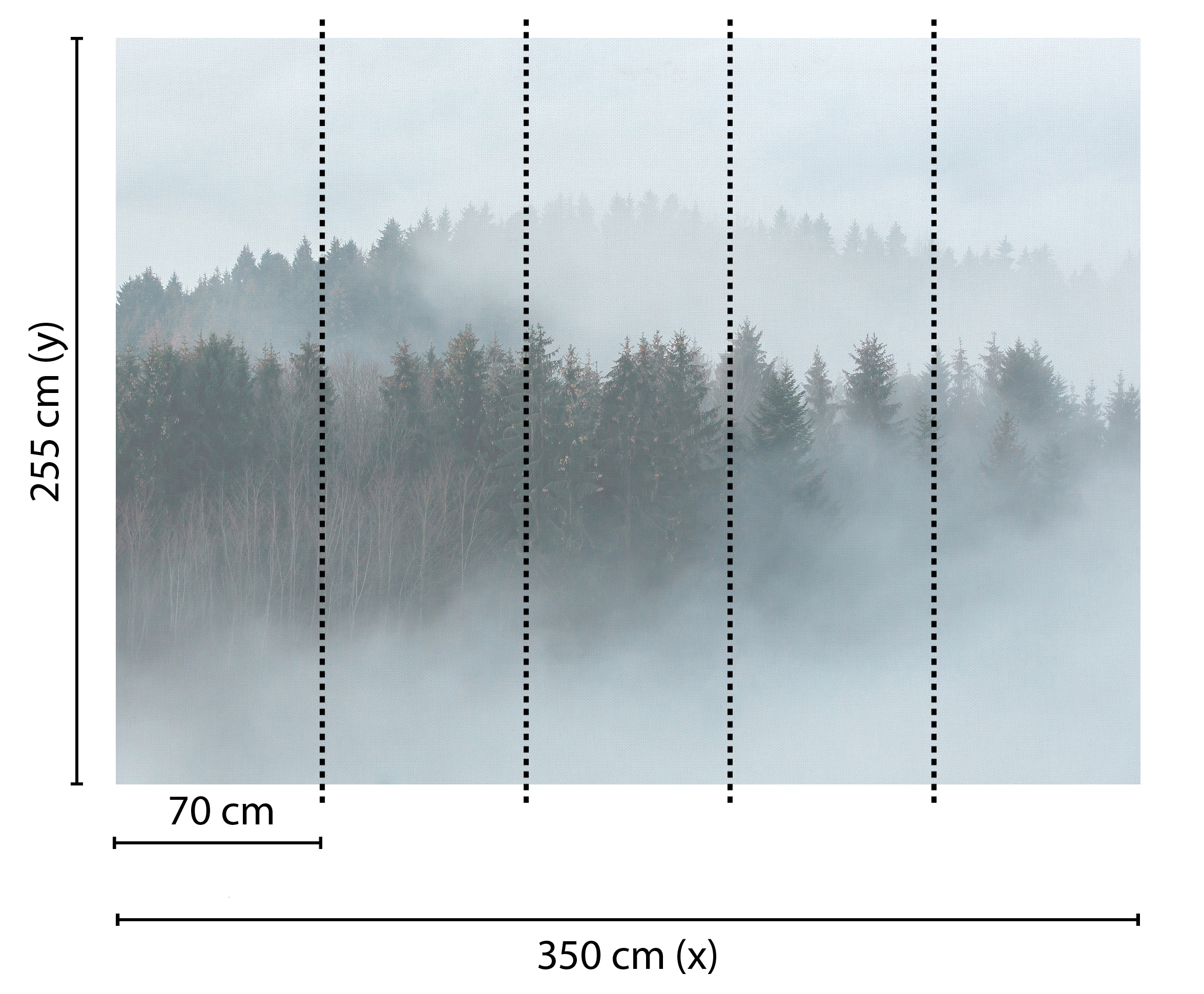 living walls Fototapete »Designwalls Misty Forest«, Vlies, Wand, Schräge, Decke