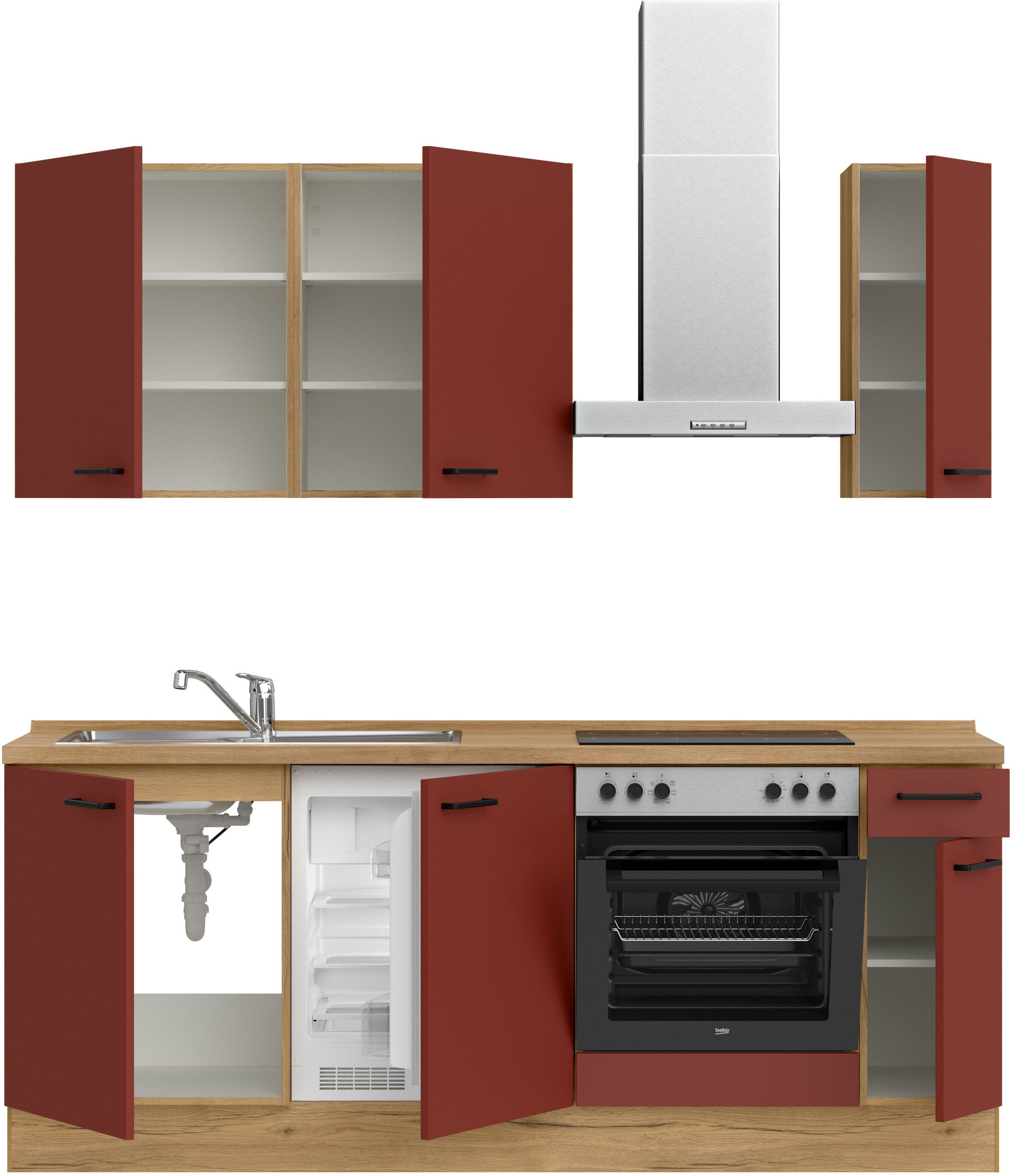 nobilia® Küchenzeile »"Easytouch I"«, vormontiert, Ausrichtung wählbar, Breite 210 cm, wahlw. mit E-Geräten