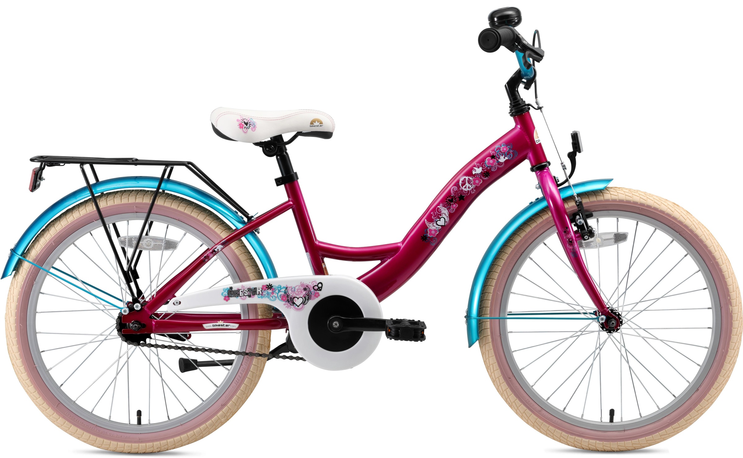 BIKESTAR Jugendfahrrad »Classic« 1 Gang für Damen beere/türkis