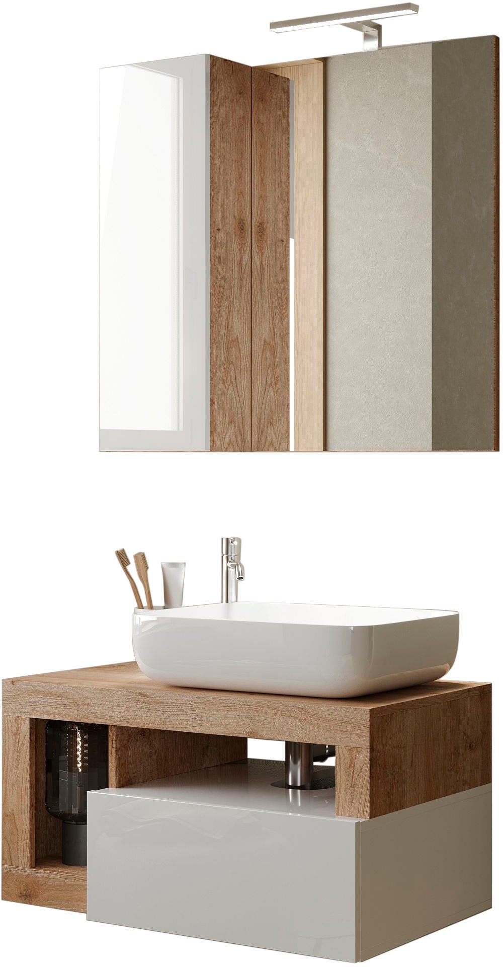 welltime Badmöbel-Set »Hamburg, Badezimmerset 2tlg. Breite 79 cm, Badmöbel, günstig online kaufen