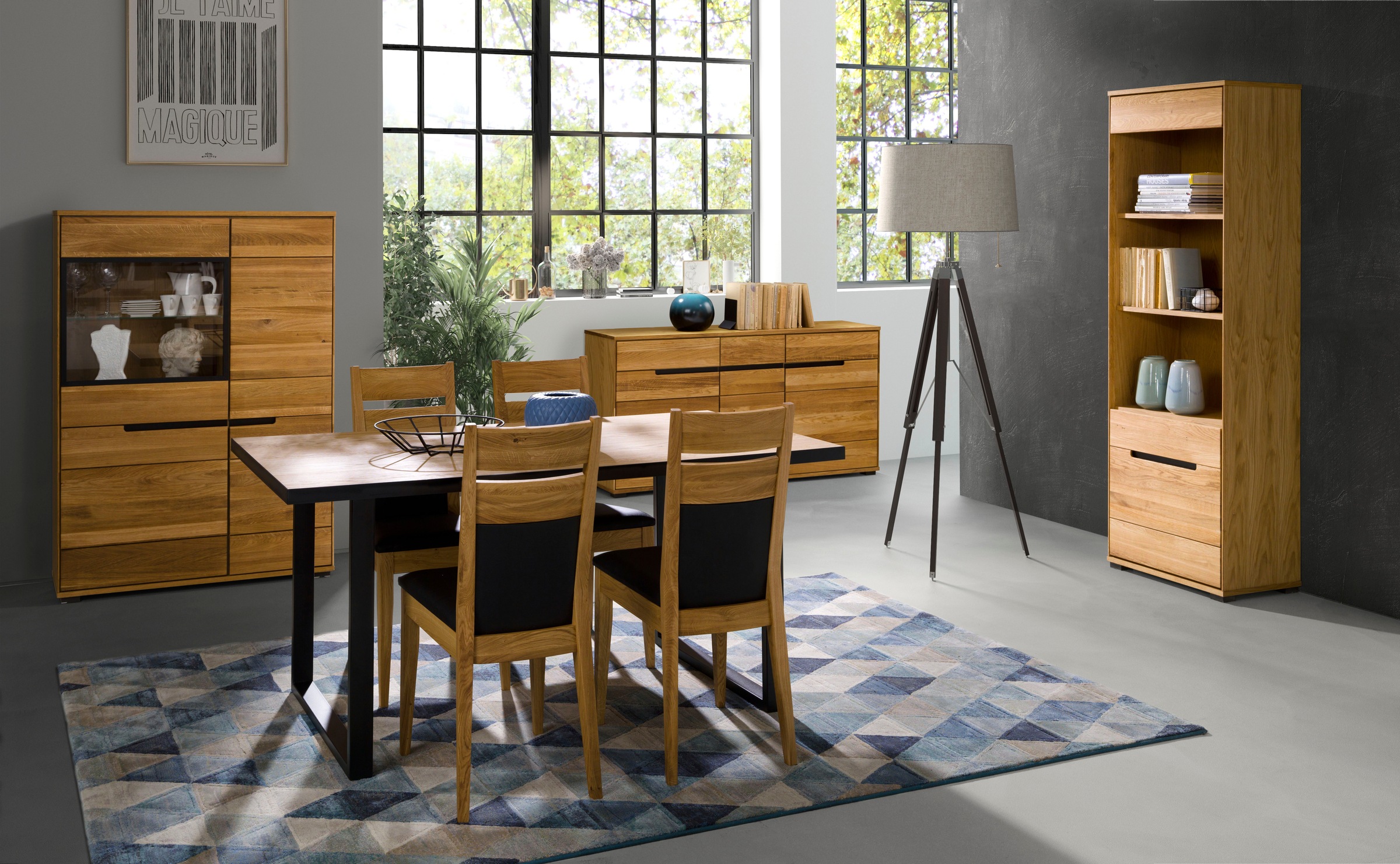 Home affaire Vitrine »Vitrine LOLA B/T/H: 62,5/196,5/40,5cm« Eiche teilmass günstig online kaufen