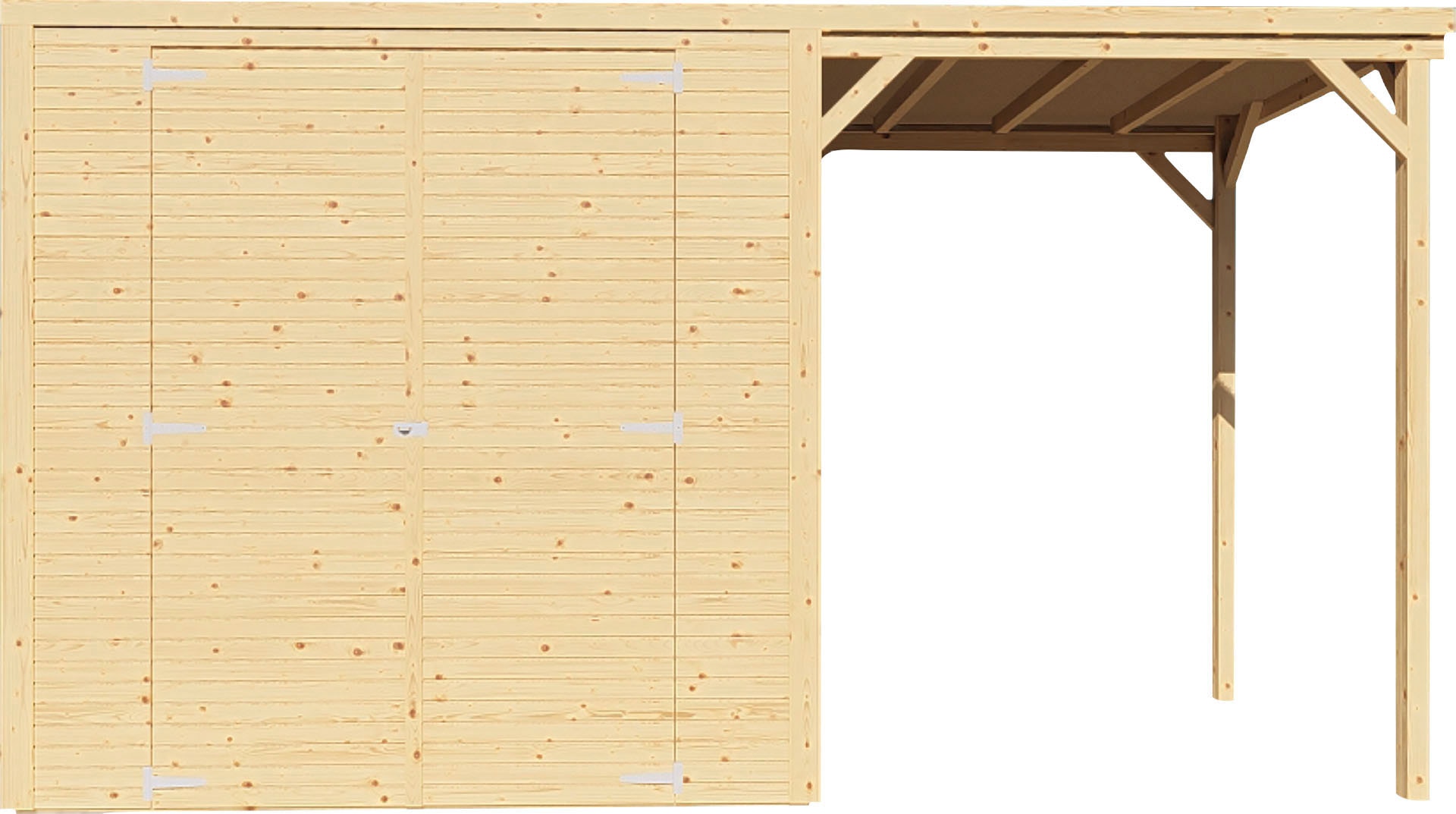 KONIFERA Gartenhaus »Beno 2 PLUS Fineline Flachdach«, mit Anbaudach