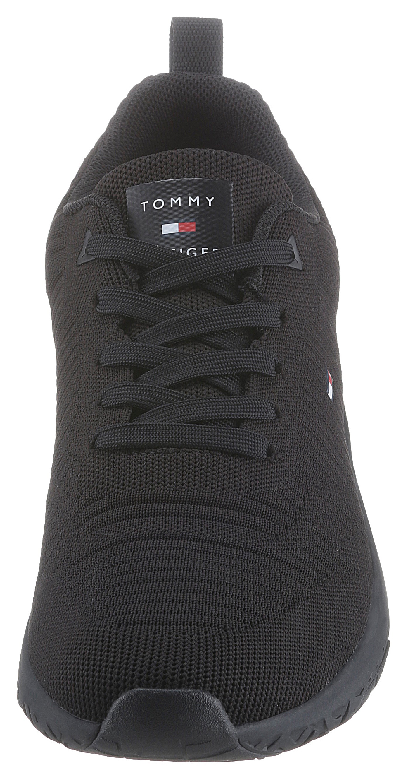 Tommy Hilfiger Sneaker »CORPORATE KNIT RIB RUNNER«, Freizeitschuh, Halbschuh, Schnürschuh mit seitlicher Logoflagge