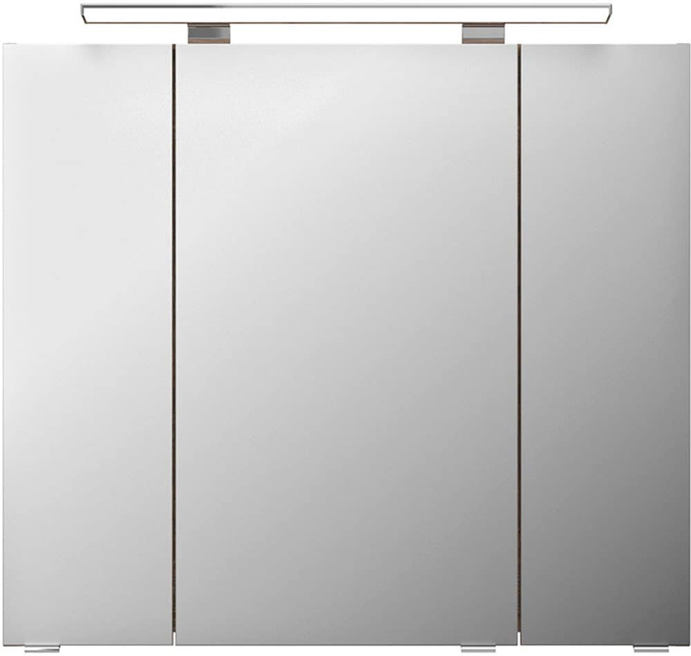 Saphir Badezimmerspiegelschrank »Serie 4010 Badezimmer-Spiegelschrank inkl. LED-Aufsatzleuchte«, Badschrank 80 cm breit, 3 Türen, 6 Glas-Einlegeböden, inkl Türdämpfer