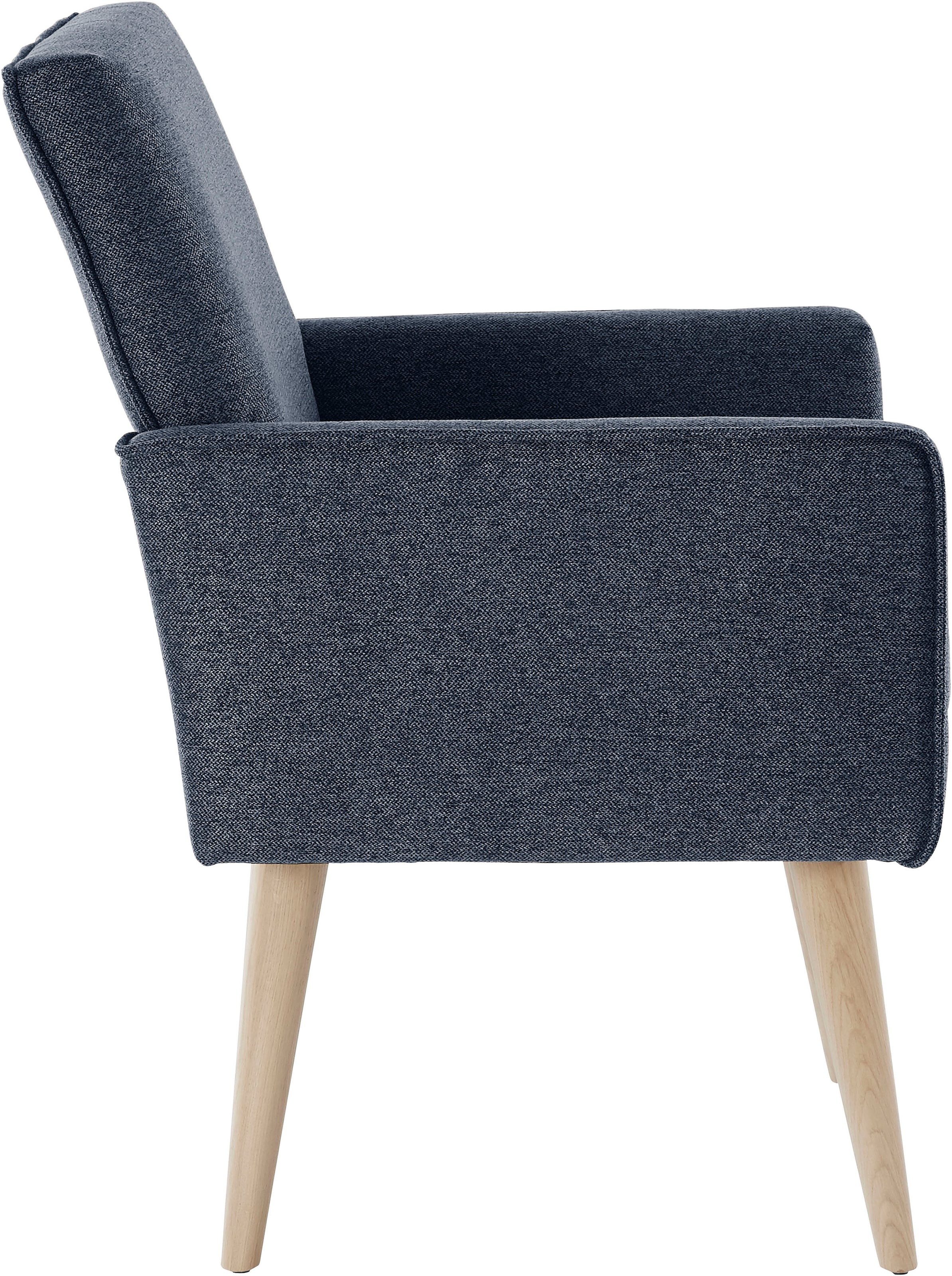 exxpo - sofa fashion Sessel »Lungo, Loungesessel mit moderner Kedernaht, bequem und elegant«, Breite 64 cm, hoher Holzfuß
