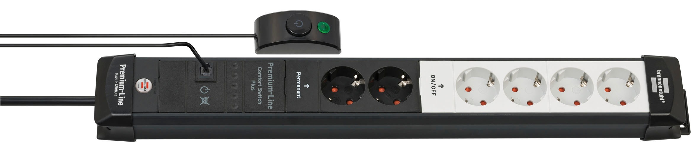 Brennenstuhl Steckdosenleiste »Premium-Line Comfort Switch Plus«, 6-fach, (Kabellänge 3 m), 2x permanent, 4x schaltbar, mit Hand-Fußschalter