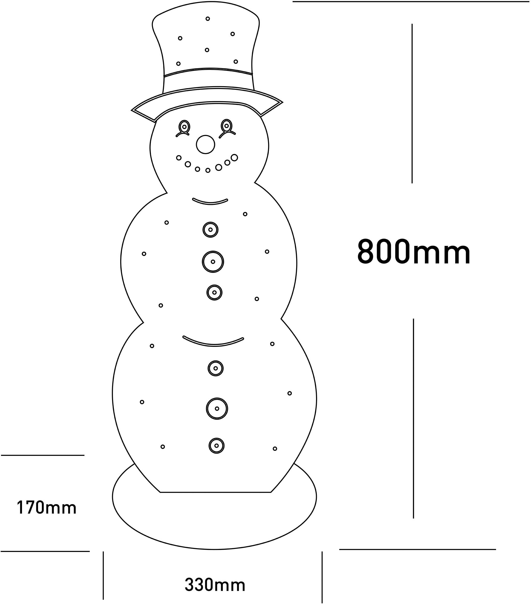 näve LED Dekoobjekt »Snowy, Weihnachtsdeko aus Holz«, Leuchtmittel LED-Board | LED fest integriert, Schneemann aus Holz, inkl. Timer, Höhe ca. 80 cm, Batteriebetrieb