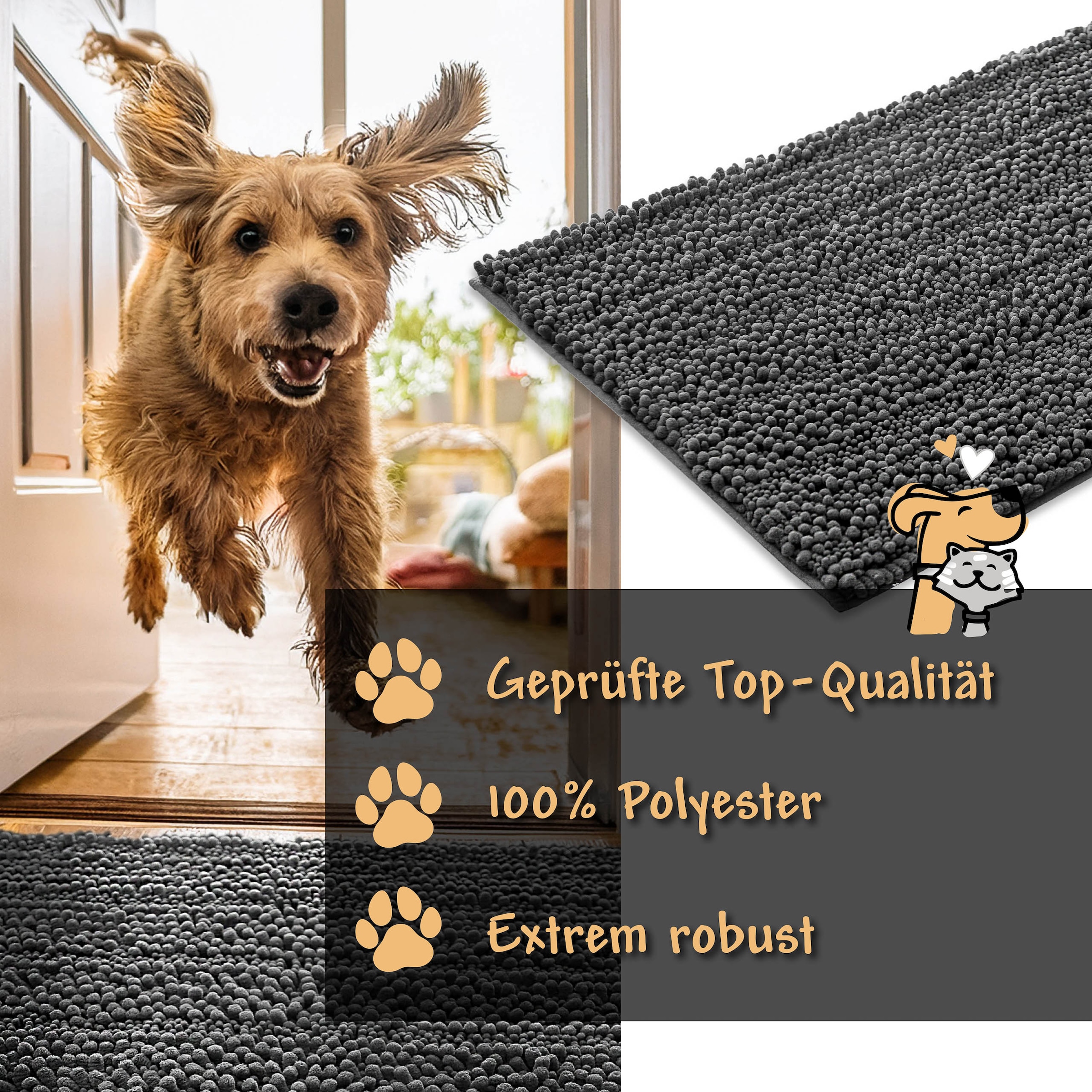 Wecon home Teppich »Cooper« rechteckig 22 mm Höhe Haustierteppich, rutschfest, waschbar, weicher Chenille Teppich
