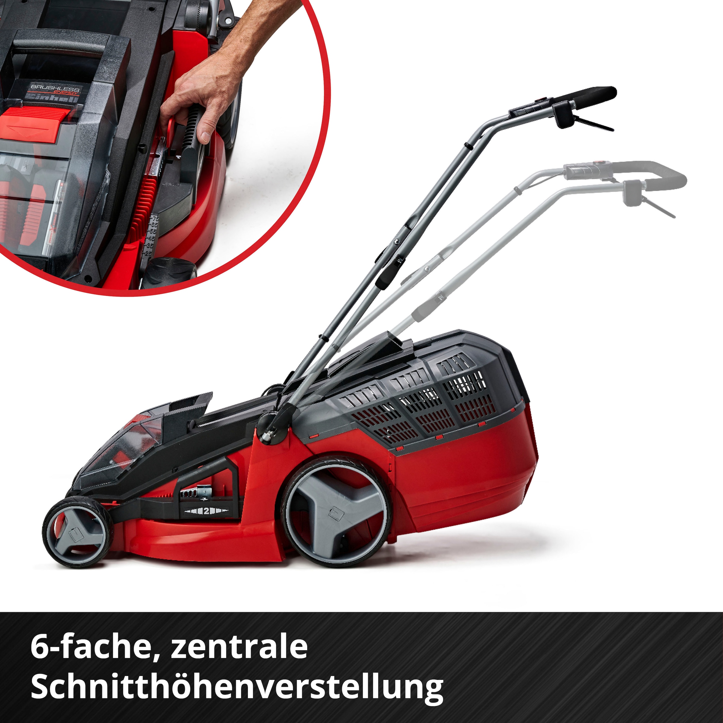 Einhell Akkurasenmäher »GE-CM 43 Li M Kit (2x4,0Ah)«, (Set), mit Mulchkeil, 2 Akkus 18V/4Ah und 2 Ladegeräten