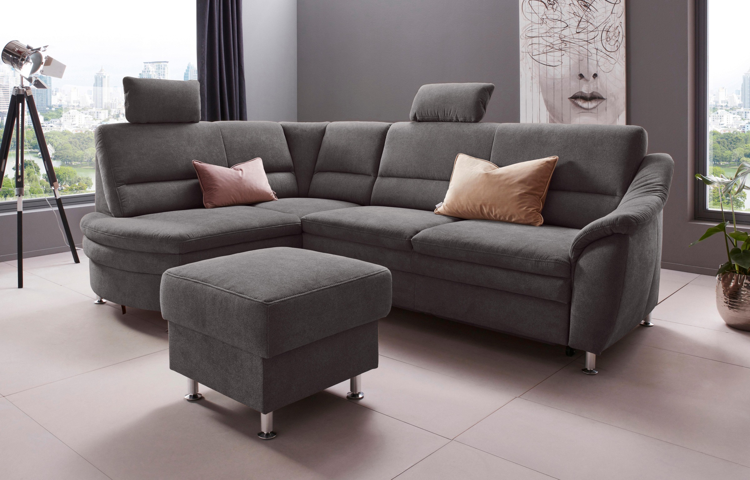 Places of Style Ecksofa »Cardoso L-Form«, Federkern, wahlweise mit Bett, Sc günstig online kaufen