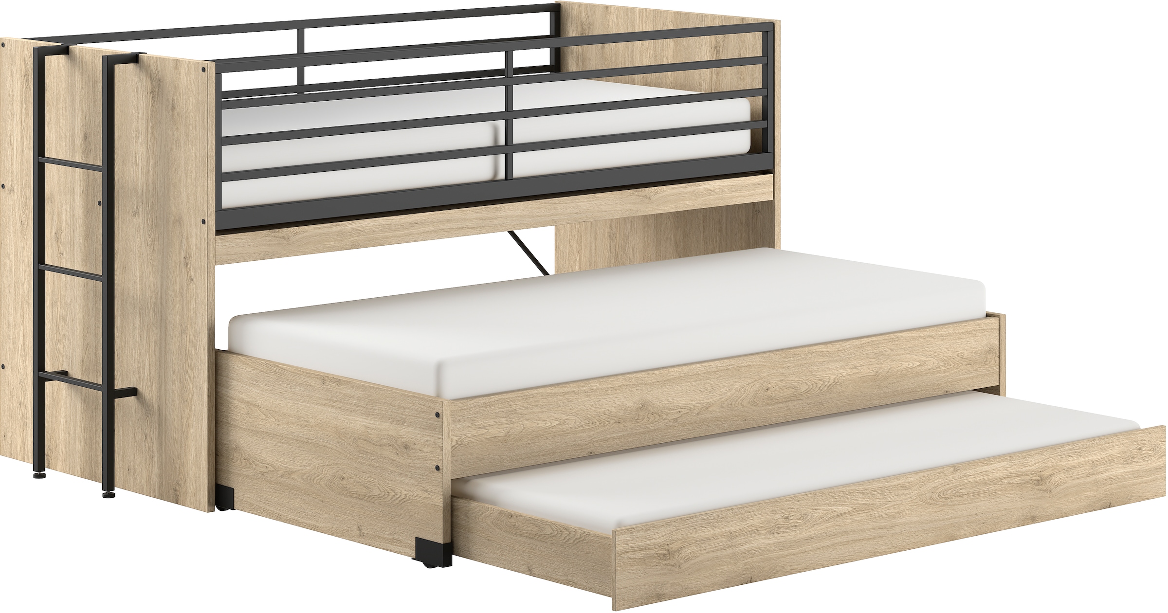Home affaire Etagenbett, (Made in Europe), für kleine Räume, 2 Liegefl., Bettschublade, inkl. Schreibtisch, Dekor