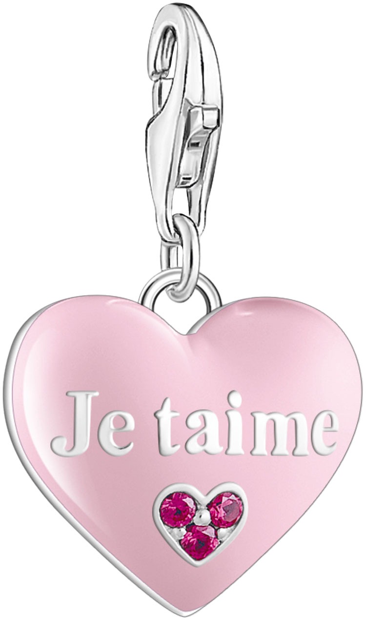 THOMAS SABO Charm-Einhänger »rosa Je t´aime Herz, 2073-042-9«, mit Korund (synth.)