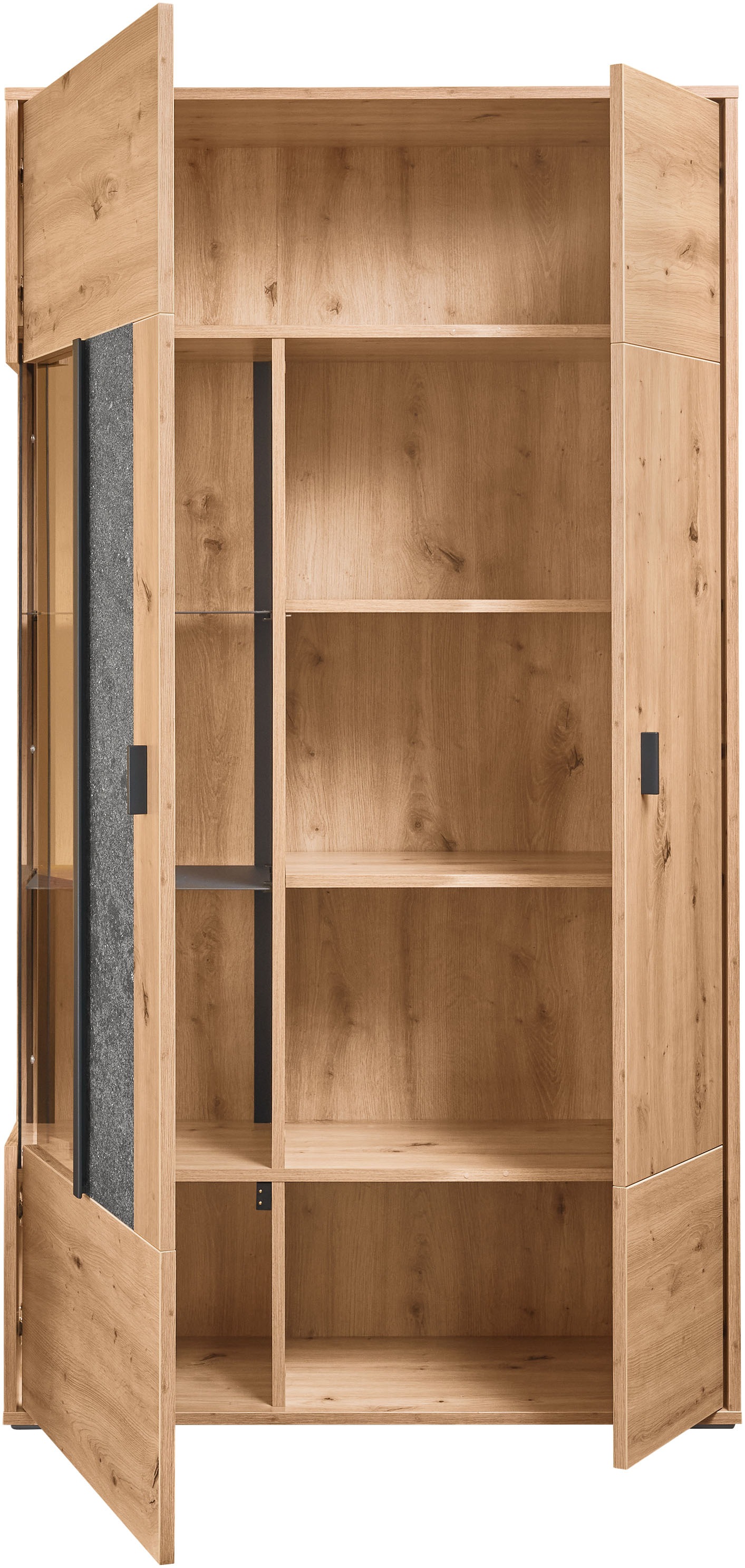 set one by Musterring Vitrine »Deltona«, mit Sandsteinelement, inkl. Beleuchtung, zwei Farben, B94 x H170 cm
