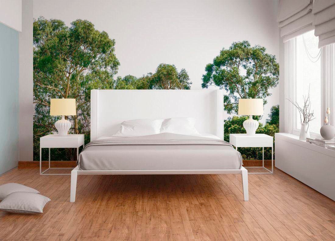 living walls Fototapete »Baumwipfel Vlies« glatt Dschungeltapete Fototapete Dschungel Grün Weiß 3,50 m x 2,55 m Tapete