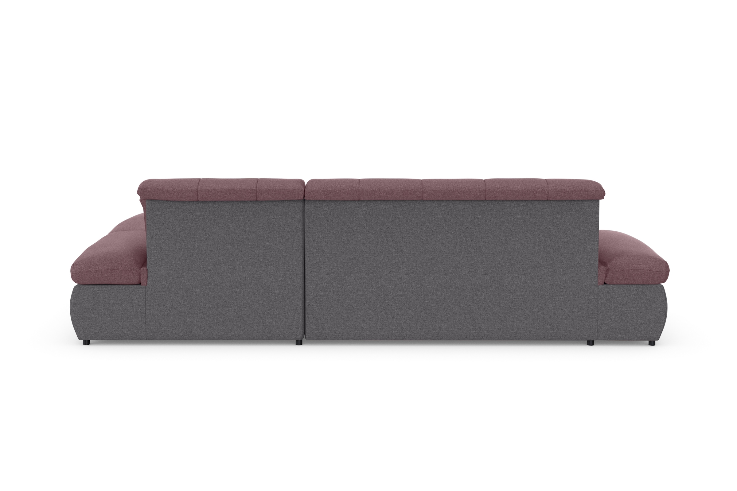 DOMO collection Ecksofa »Moric, L-Form, XXL-Sofa - Breite 300cm«, wahlweise mit Bettfunktion und Armteilverstellung, grau-beere