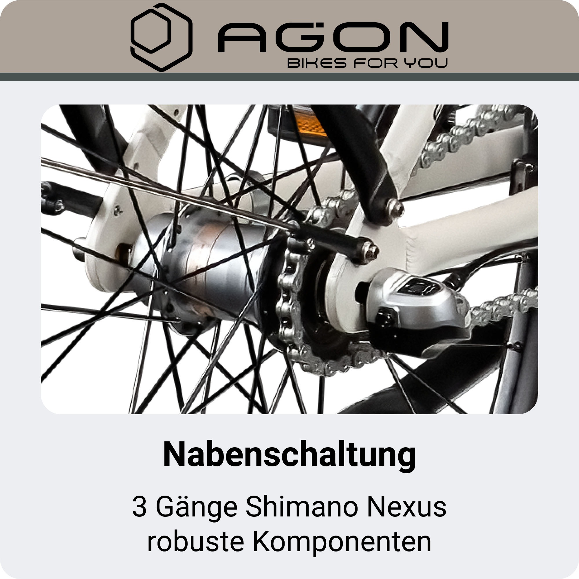 AGON »Axis« 3 Gang Nabenschaltung Frontmotor 250 W E-Bike 26" Citybike 140-165cm Pedelec Nabenmotor Fahrrad 3 Gang Licht