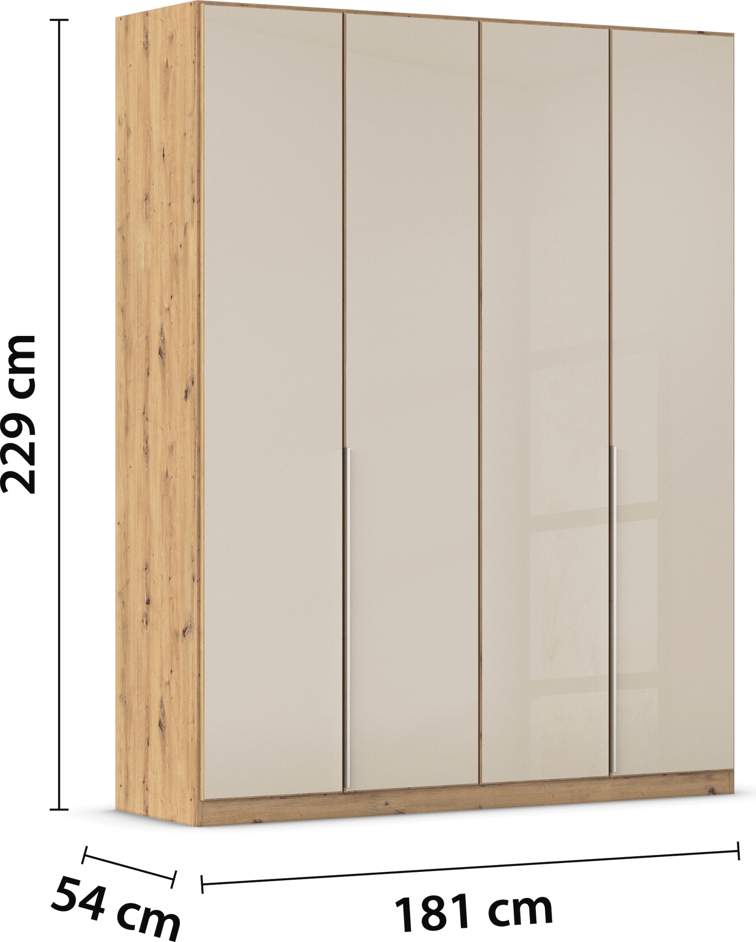 rauch Drehtürenschrank »Kleiderschrank Kleiderschränke Schrank Garderobe AGORDO mit Glasfront«, (in zwei Griff-Farben), durchdachte Innenausstattung, in 6 Breiten und 2 Höhen MADE IN GERMANY