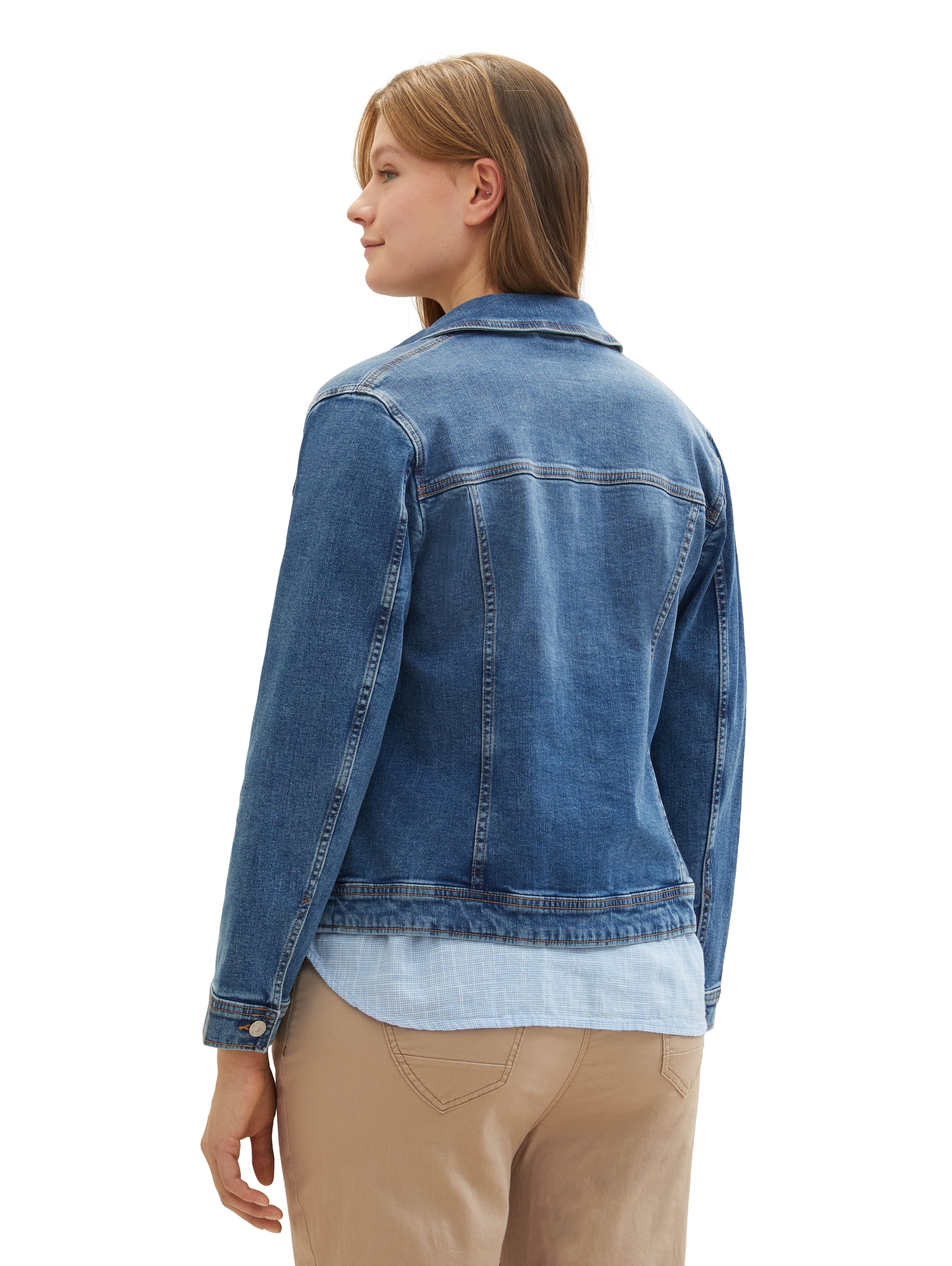 TOM TAILOR PLUS Jeansjacke, ohne Kapuze, mit Knopfleiste und Stretch