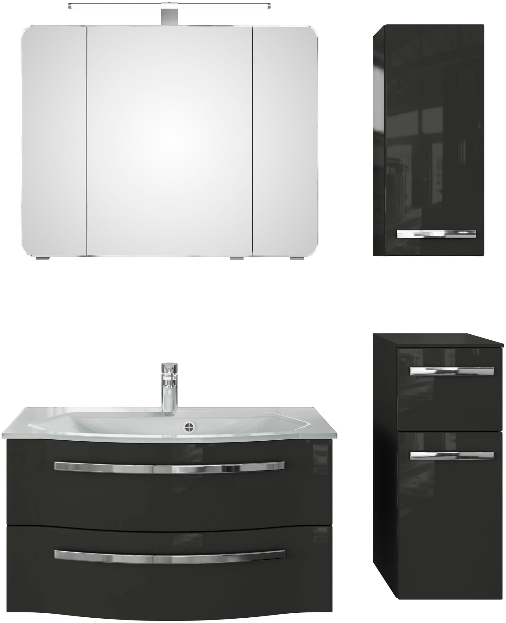 Saphir Badmöbel-Set »Serie 4005, vormontiert, Glaswaschbecken, Spiegelschra günstig online kaufen