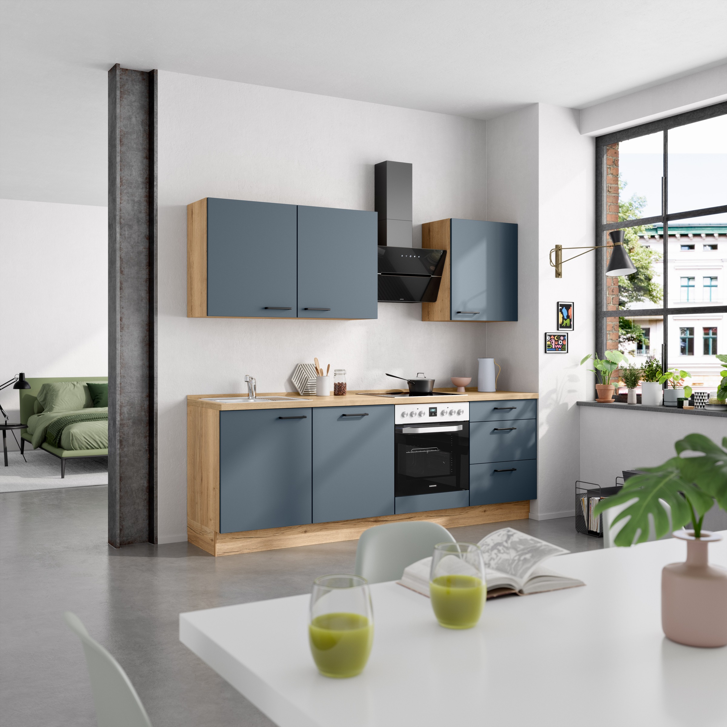 nobilia® Küchenzeile »"Easytouch II"« vormontiert, Ausrichtung wählbar, Breite 240 cm, wahlw. mit E-Geräten