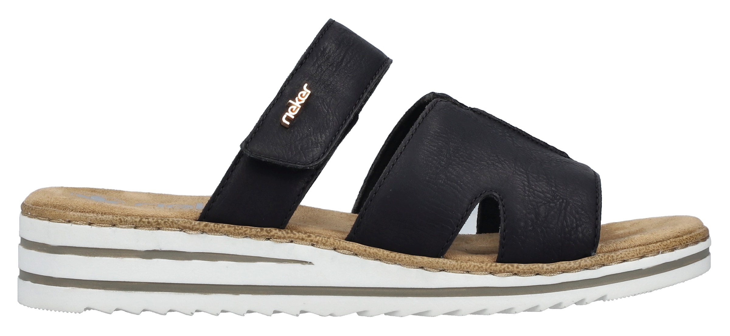 Rieker Pantolette, Sommerschuh, Keilabsatz, Hausschuh, Schlappen mit softer Innensohle