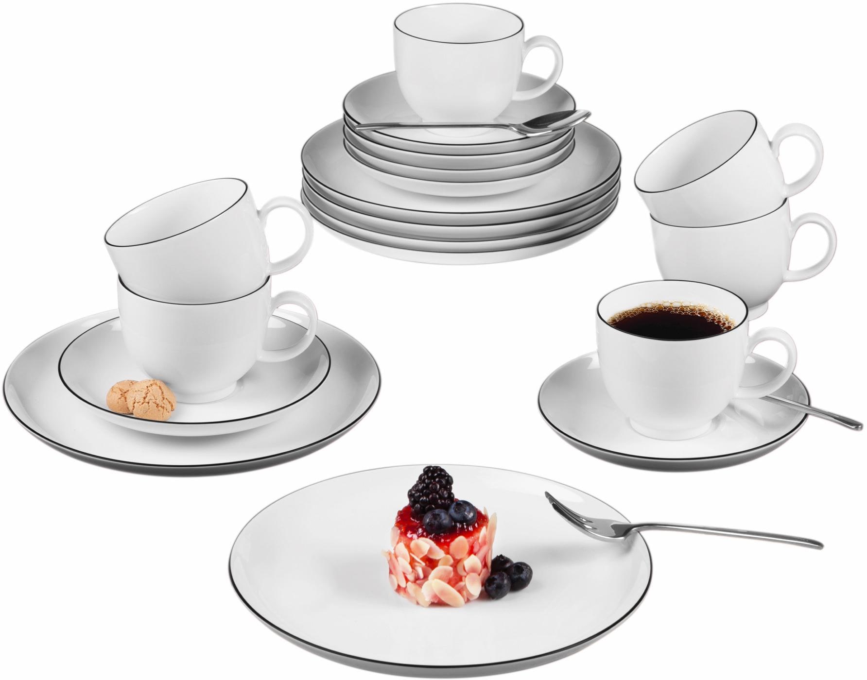 Seltmann Weiden Kaffeeservice »Geschirr-Set, Service Lido Black Line«, (Set günstig online kaufen