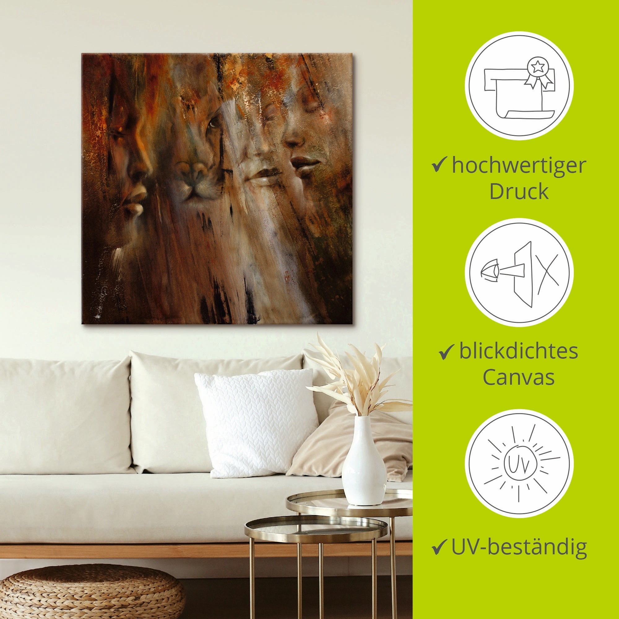Artland Leinwandbild »Gesichter«, Animal Fantasy, (1 St.), auf Keilrahmen gespannt