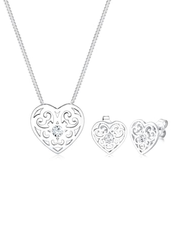 Elli Schmuckset »Herz Ornament Kristalle 925 Silber« kaufen