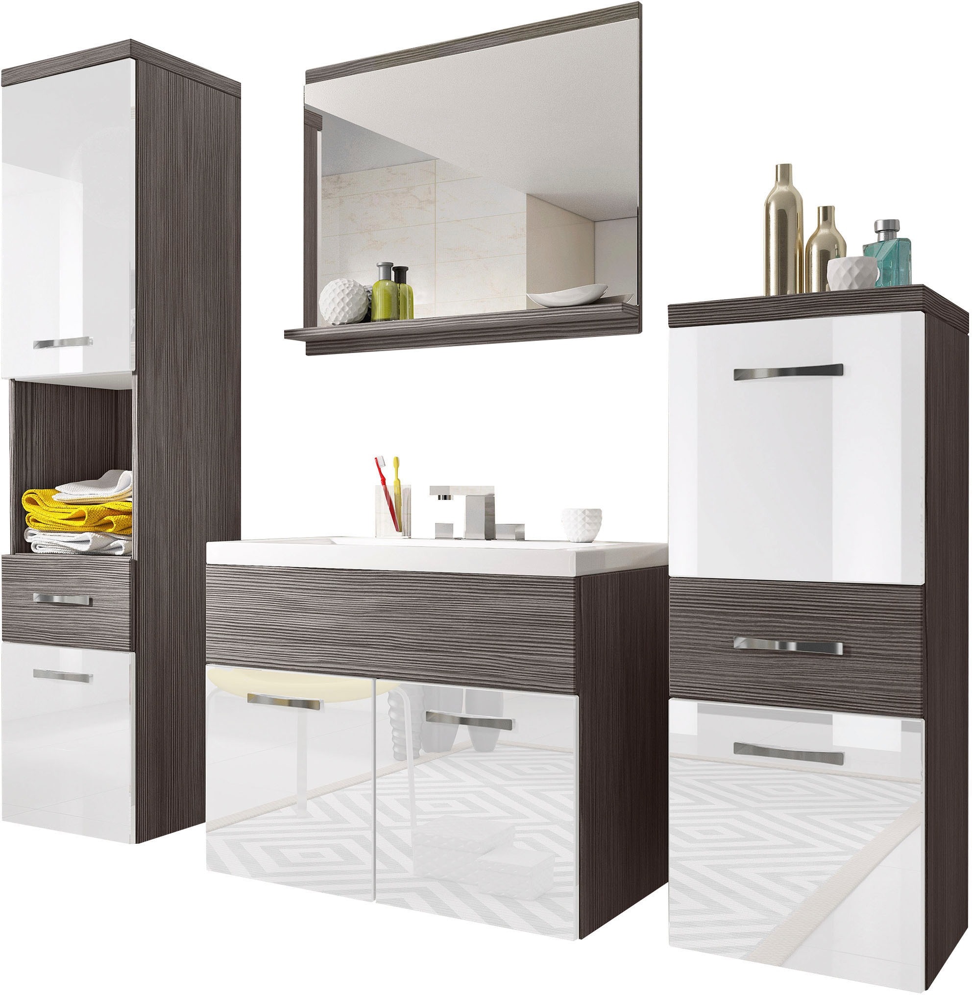 welltime Badmöbel-Set »ELDA« Komplett-Set, 5 Stk. tlg. günstig online kaufen