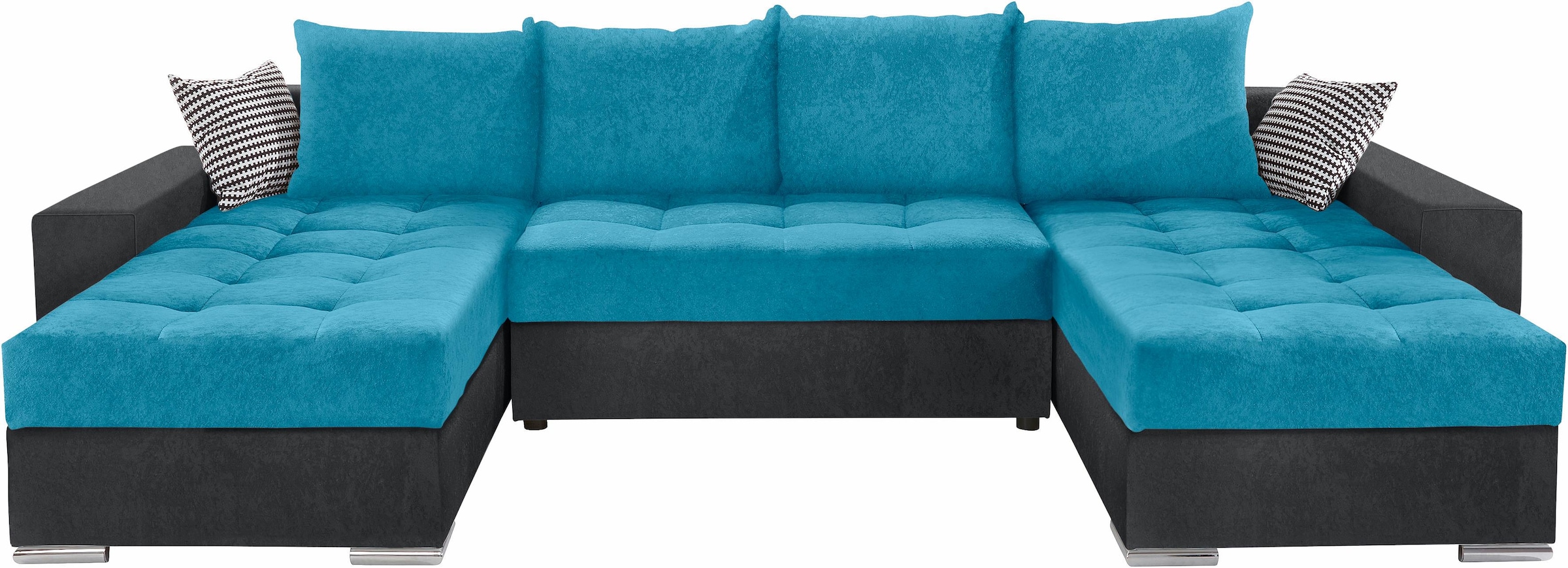 COLLECTION AB Wohnlandschaft »XL-Josy U-Form, Breite 313 cm, Kunstleder-Mix, Microfaser«, inkl. Bettfunktion, Bettkasten, mit 4 gleich großen Rückenkissen