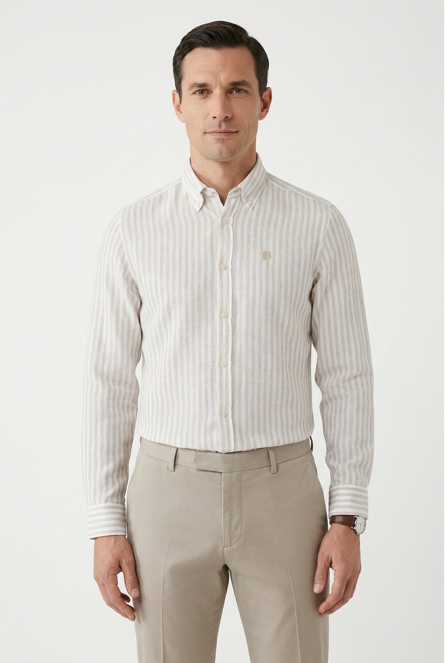 BOSS Leinenhemd »LIAM« 100% Leinen Premium Sommerhemd, Button-Down-Kragen, regular fit