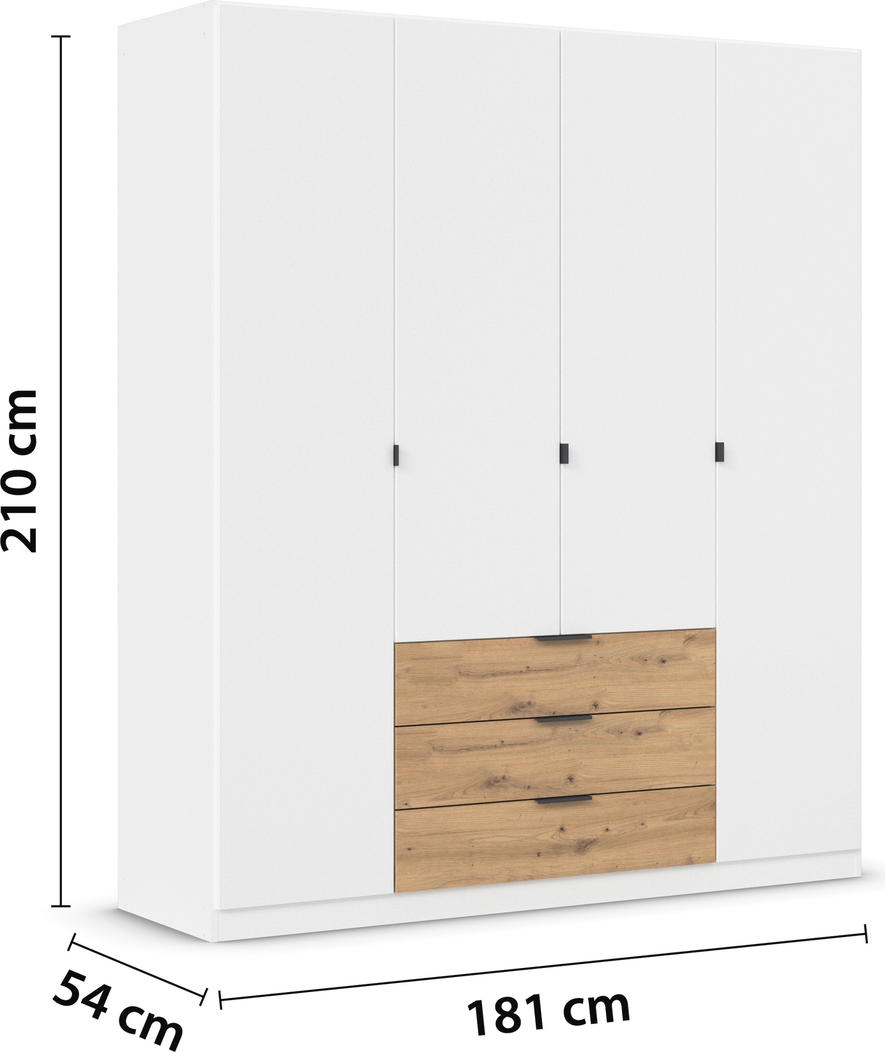 rauch Drehtürenschrank »Kleiderschrank Schrank Garderobe Schlafzimmerschrank DAVOA«, mit farblich abgesetzten Schubkästen in Eiche Artisan MADE IN GERMANY