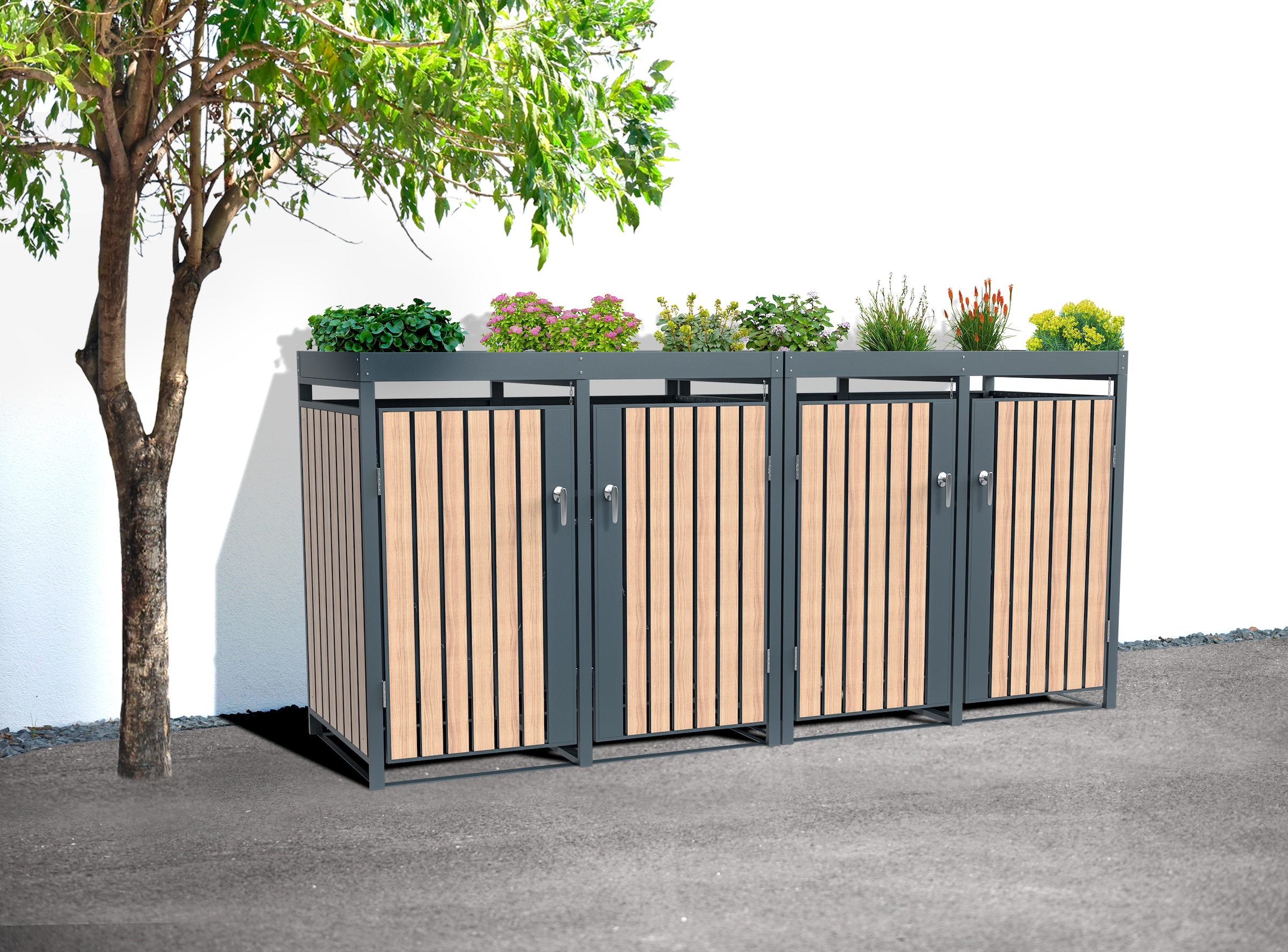 WESTMANN Mülltonnenbox »Planta«, Platz für 4 Mülltonnen je 240 L, BxHxT: 264x84x124,5 cm